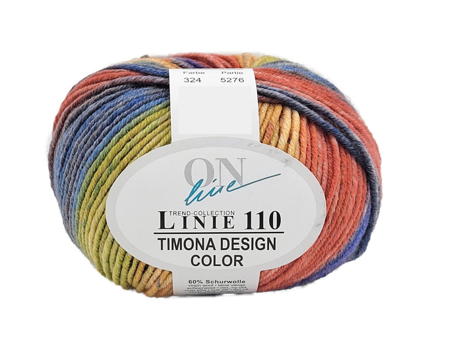 Online Garne Linie 110 Timona Design Color, Merinowolle mit Farbverlauf Häkelwolle, 120 m (Handstrickgarn, Wolle zum stricken und häkeln), 60% Schurwolle, 40% Polyacryl