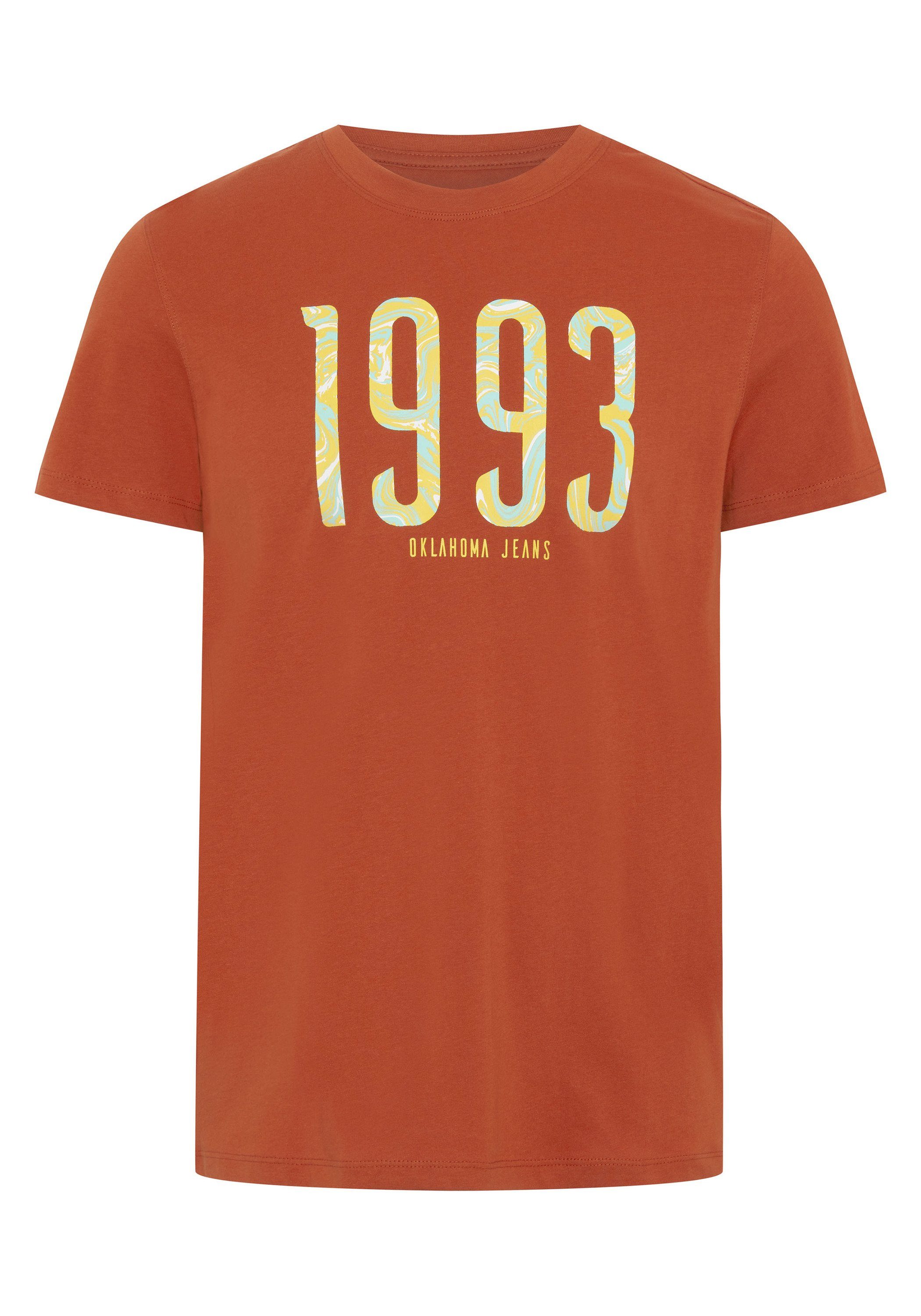 Oklahoma Jeans Print-Shirt mit 1993-Print 18-1355 Rooibos Tea