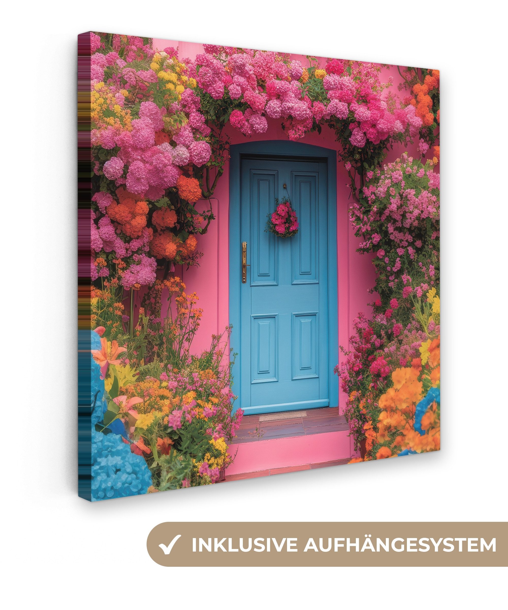 OneMillionCanvasses® Leinwandbild Blumen - Tür - günstig online kaufen