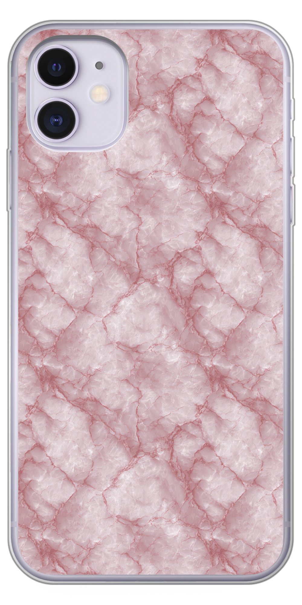 MuchoWow Handyhülle für Apple iPhone 11 Rosa - Quarzmarmor - Adern, Smartphone-Bumper, Print, Handy Schutzhülle Dünn