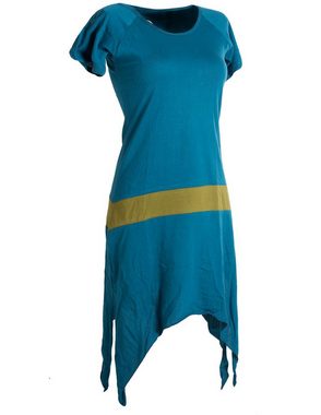 Vishes Sommerkleid Einfaches kurzärmliges Zipfelkleid aus Baumwolle Tunika, Longshirt, Hippie Style