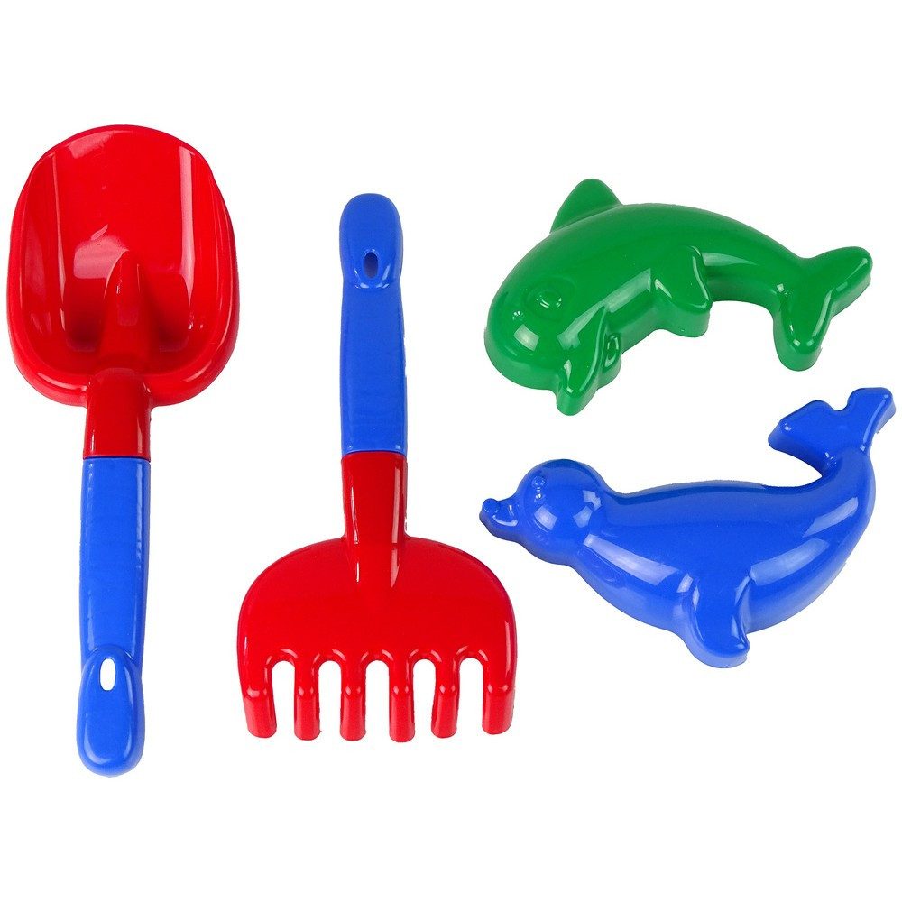 LEAN TOYS Sandform-Set Sandspielzeug Strandspielzeug Buddelset, (Spar-Set, 4-tlg., 25 cm farbenfroh), 4-teilig, ab 2 Jahren, EN 71, Strand & Sandkasten