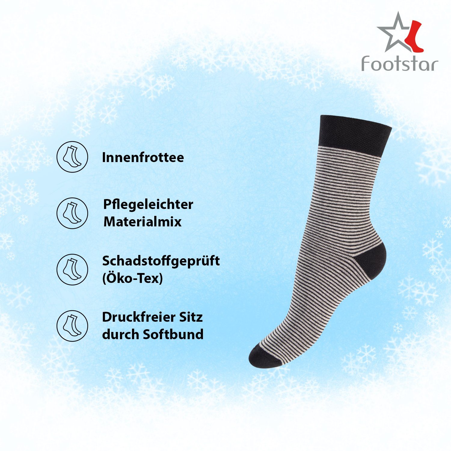 Footstar Thermosocken Damen Wintersocken (6 Paar) Warme Vollfrottee Thermo Socken