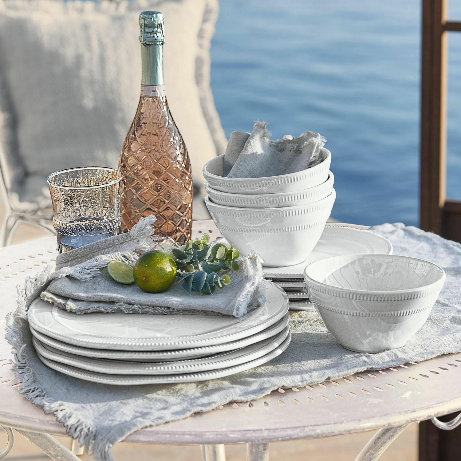 Mirabeau Geschirr-Set Geschirr 12er Set Alentejo weiß, Steinzeug