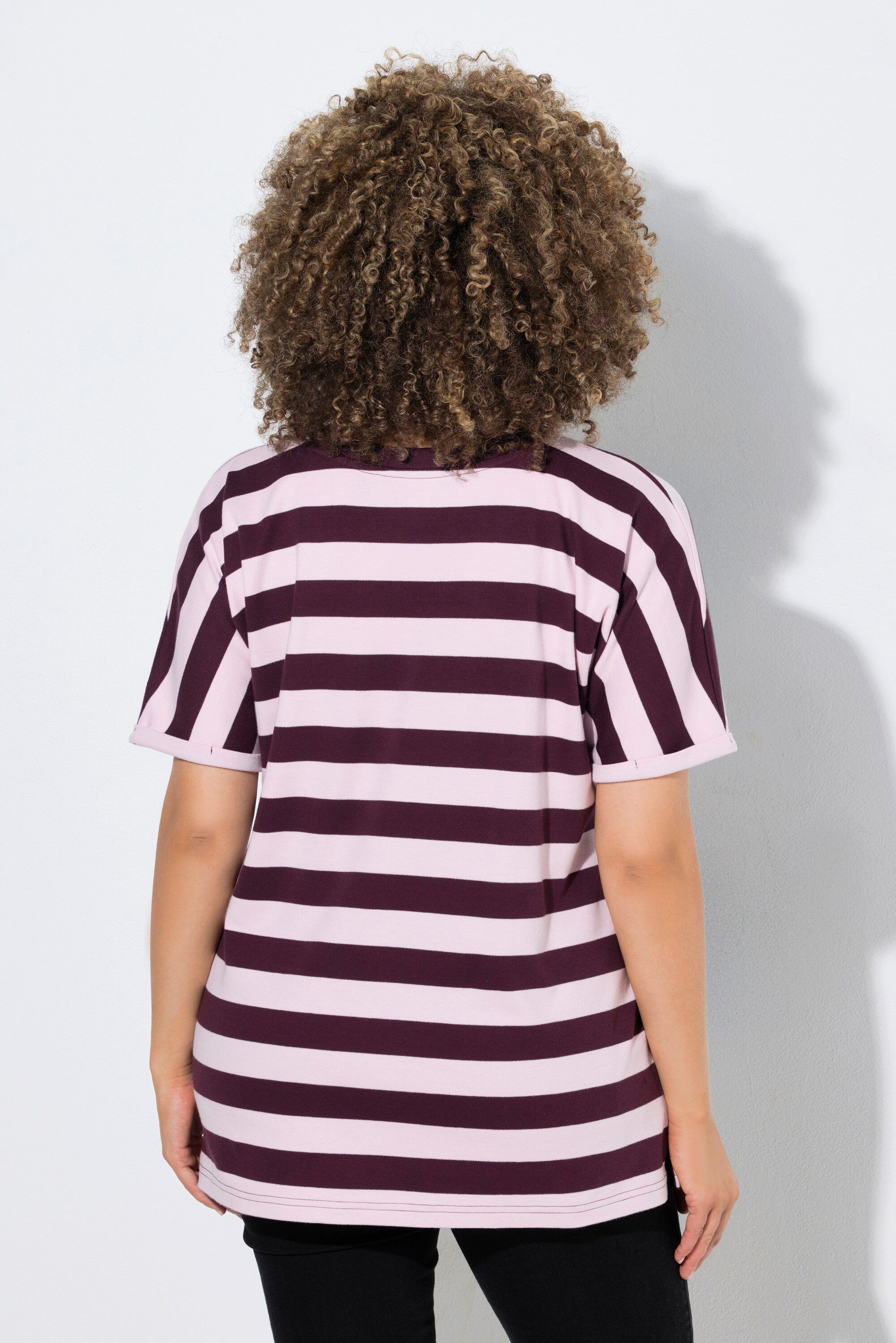 Ulla Popken T-Shirt T-Shirt Ringel Oversized Rundhals Halbarm