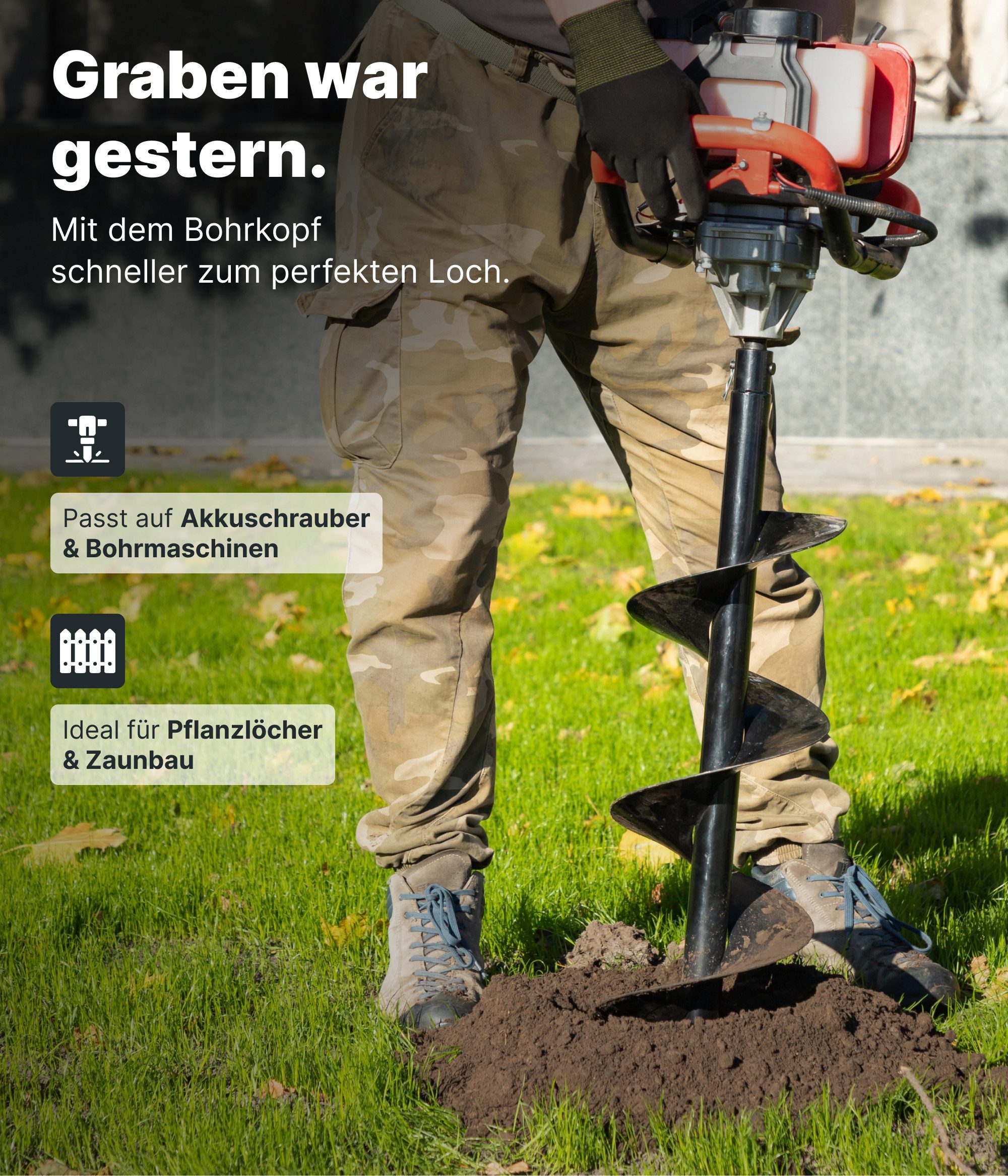 NEMAXX Erdbohrer Bodenbohrer Pflanzbohrer Kopf für Bohrmaschine & Akkuschra günstig online kaufen