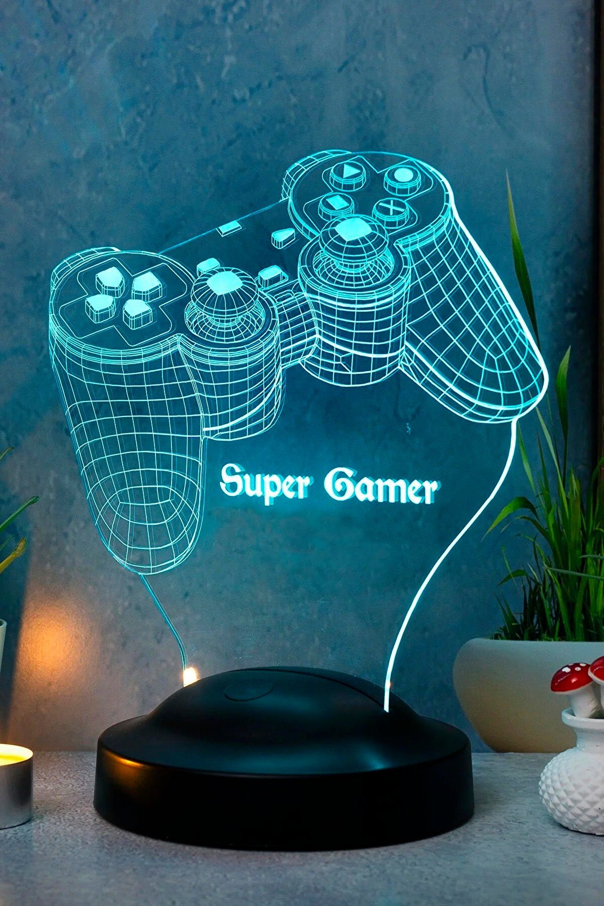 Geschenkelampe LED Nachttischlampe Spielkonsole Joystick 3D Gravur LED Lampe  für Gamer, LED fest integriert, LED Leuchte in 6 verschiedenen Farben, LED  Lampe