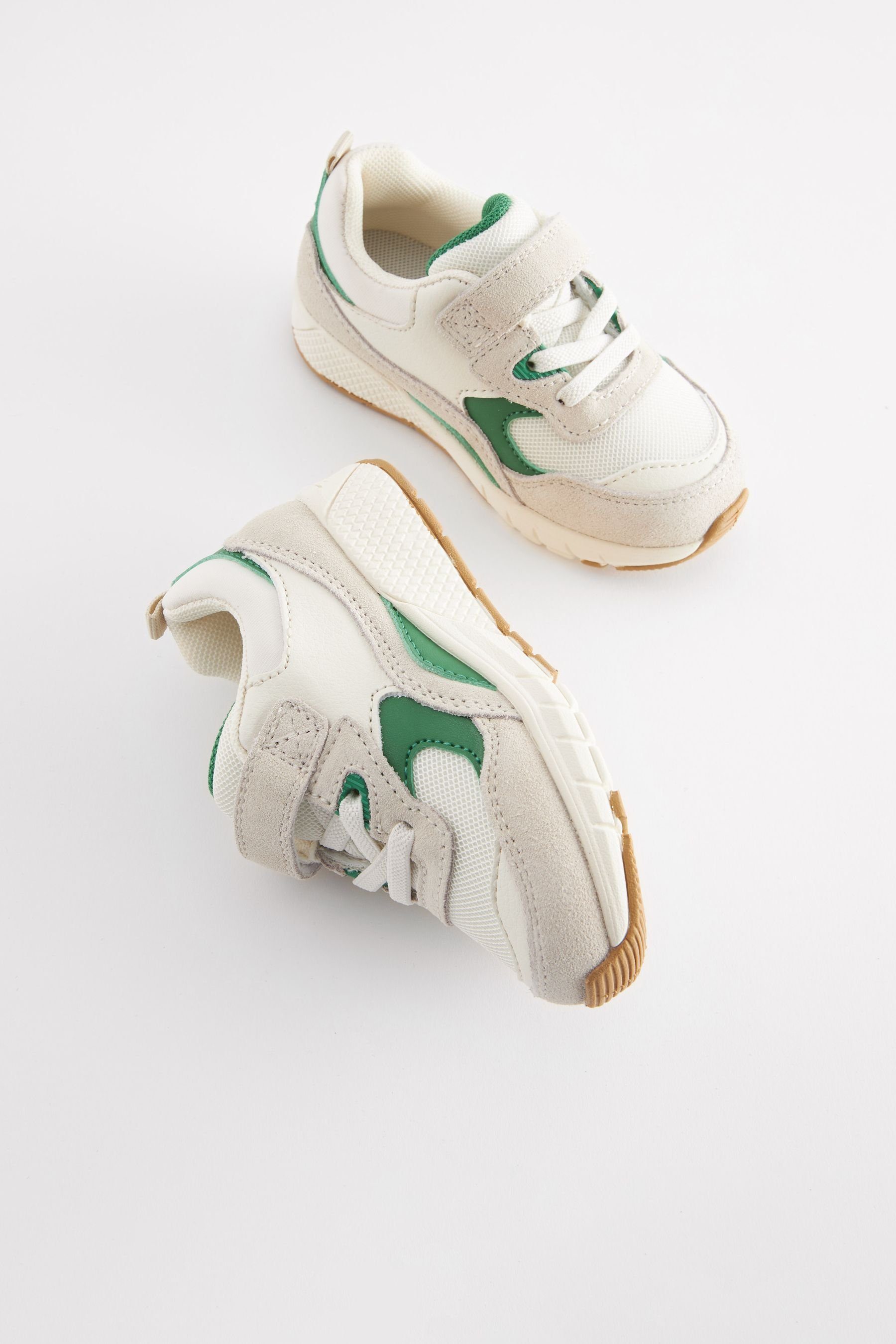 Elastischer (1-tlg) Sportschuh mit Sneaker White/Green Schnürung Next
