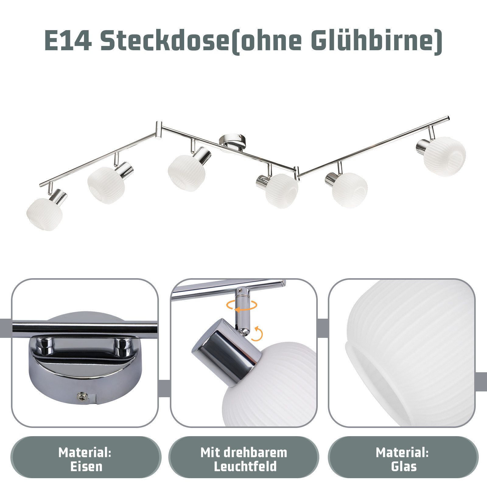 Nettlife Deckenstrahler Weiß Glas E14 Deckenleuchte 3/4/6 Flammig Innen Lam günstig online kaufen