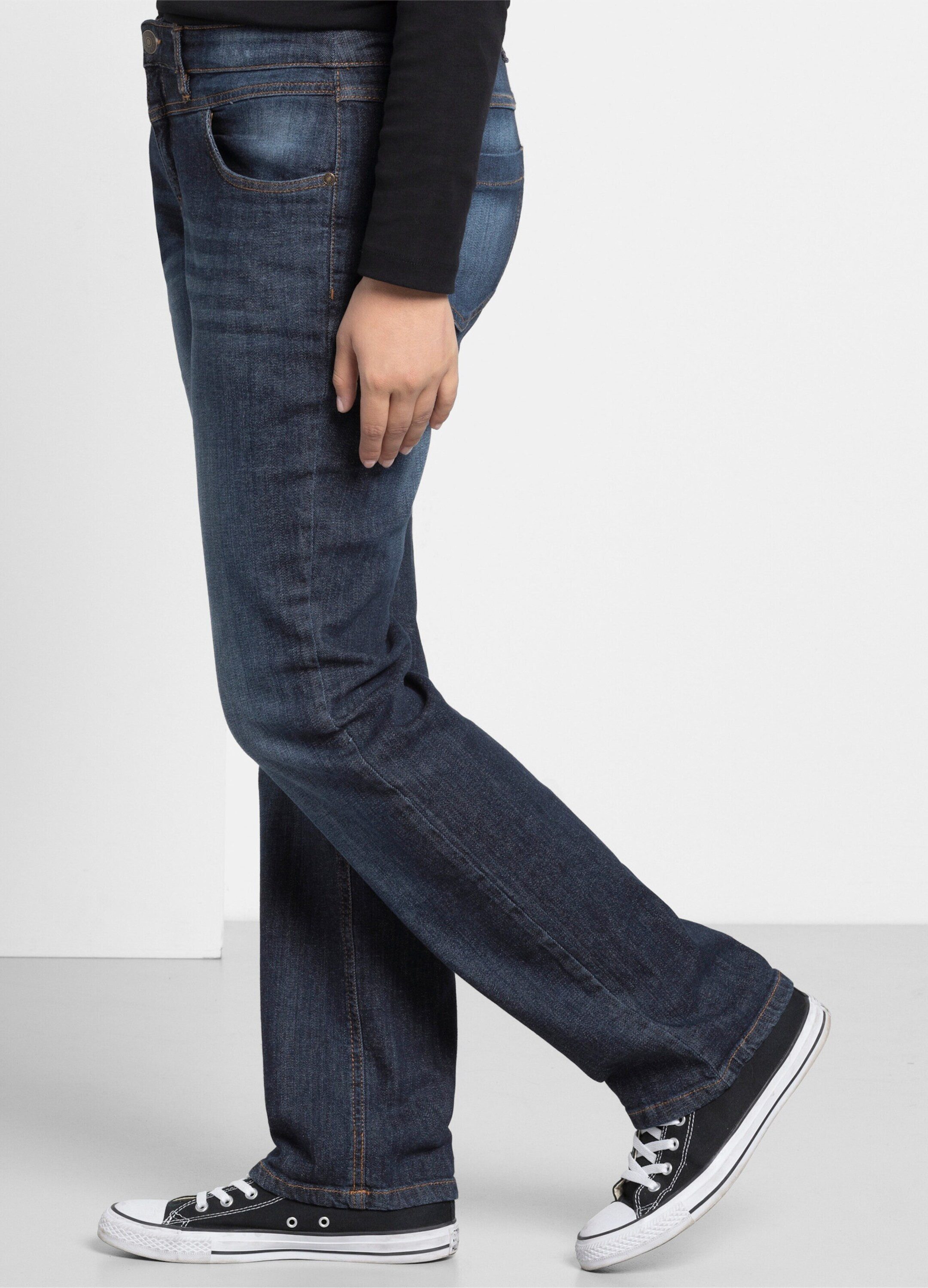 Sheego Bequeme Jeans Stretch-Jeans »Die Gerade« mit Used-Effekten