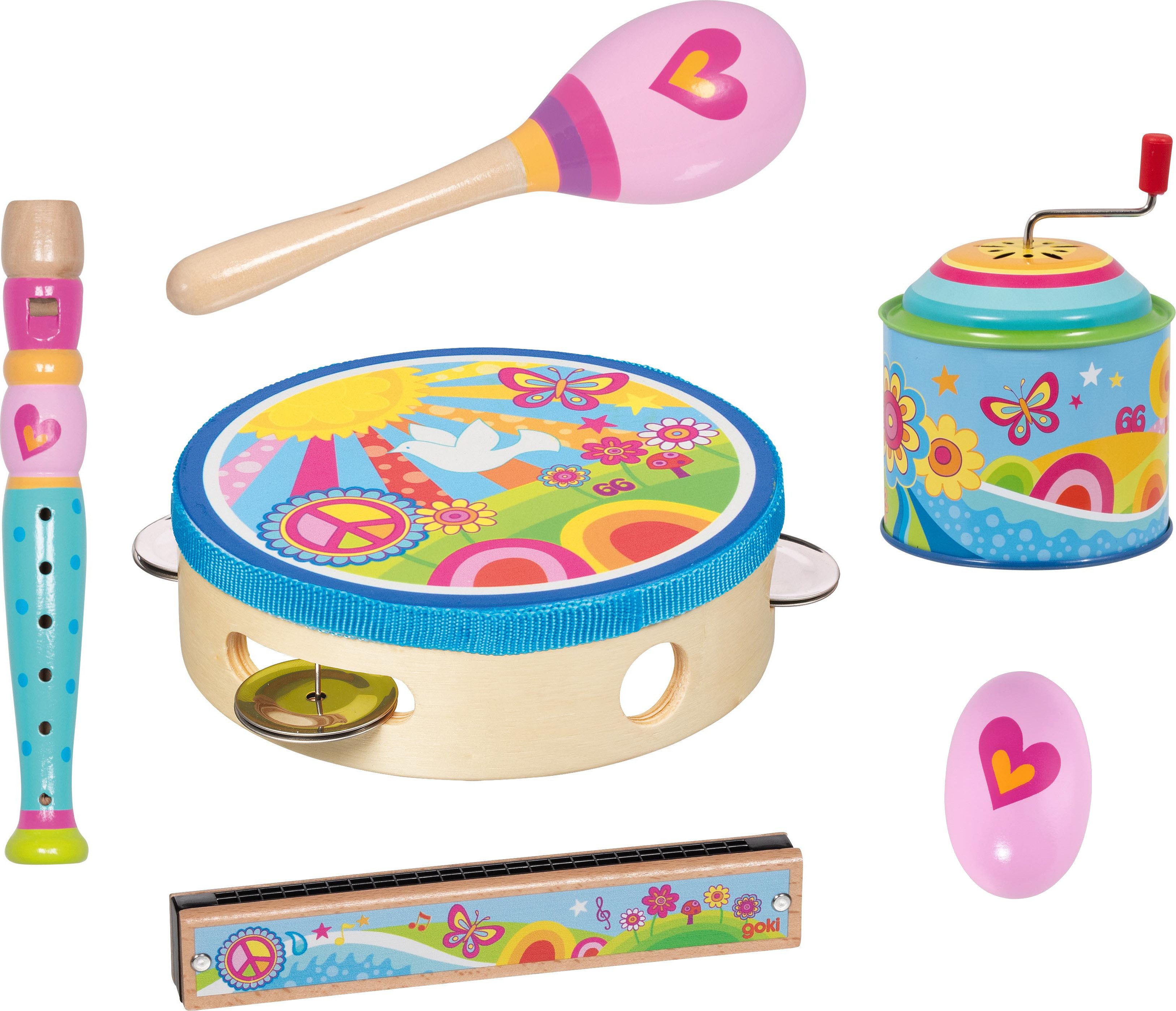 goki Spielzeug-Musikinstrument Musikset goki66 – 6 bunte Kinder-Instrumente, (6 tlg)