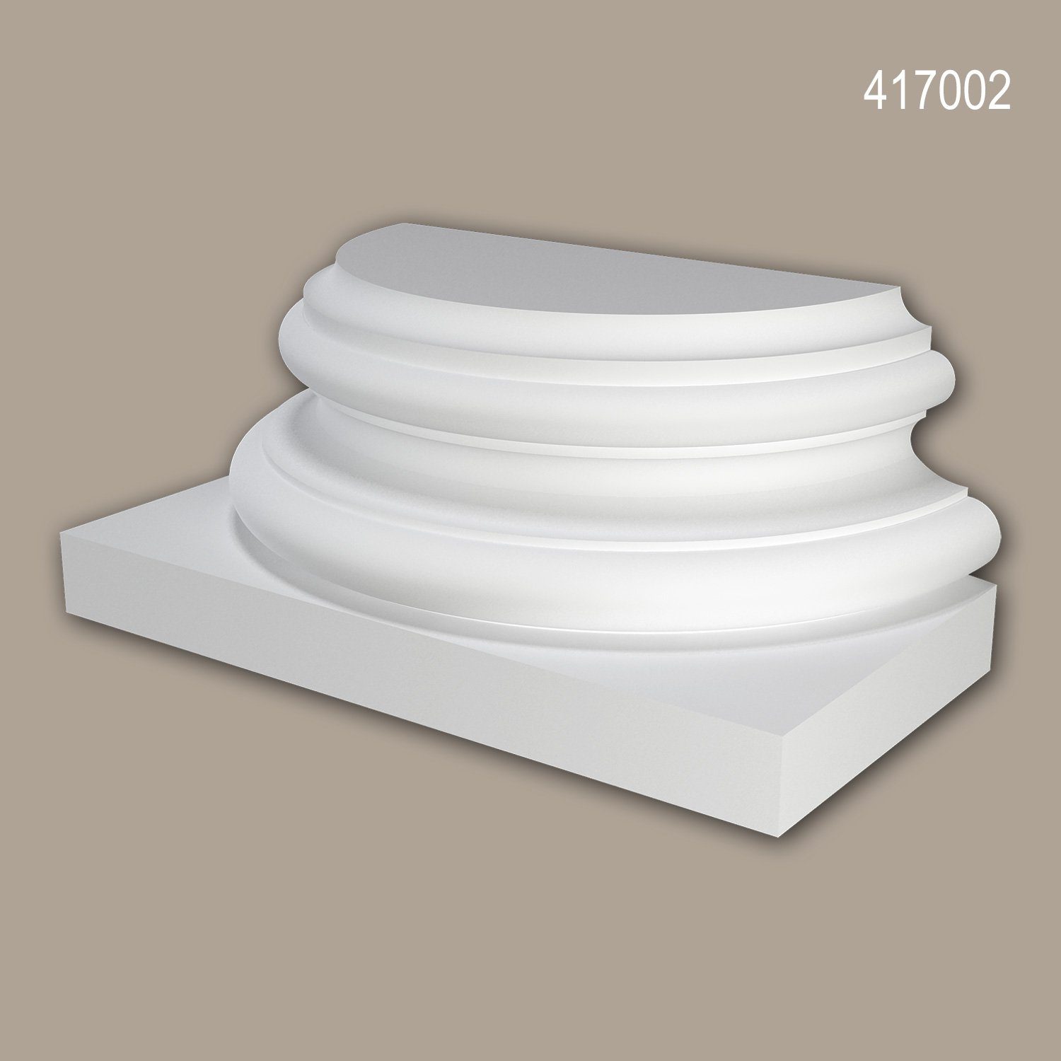 Profhome Wanddekoobjekt 417002 (Halbsäulen Sockel, 1 St., Fassadenstuck, Säule, Zierelement, Außenstuck), weiß, vorgrundiert, für Fassadendekoration, Stil: Ionisch