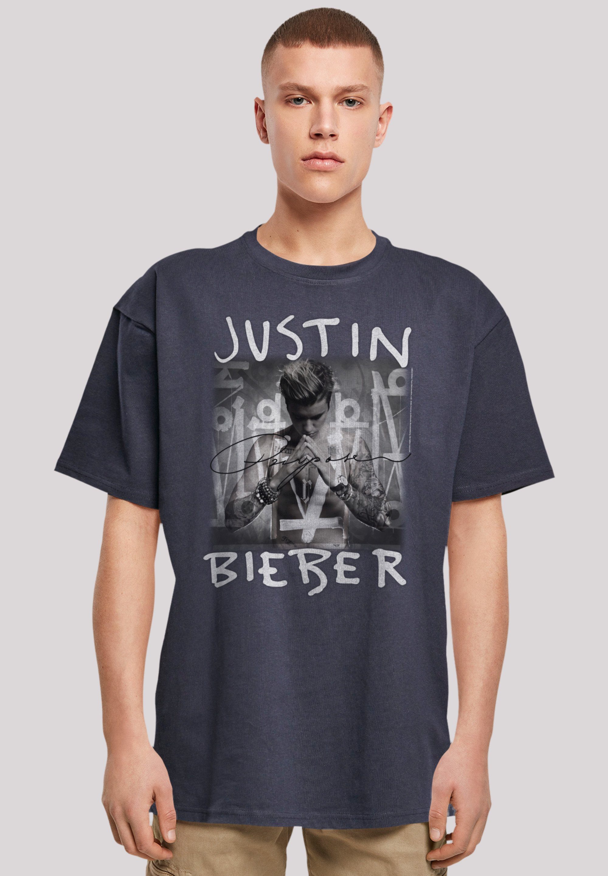 F4NT4STIC T-Shirt Justin Bieber Purpose Album Cover Premium Qualität, Musik, By Rock Off navy