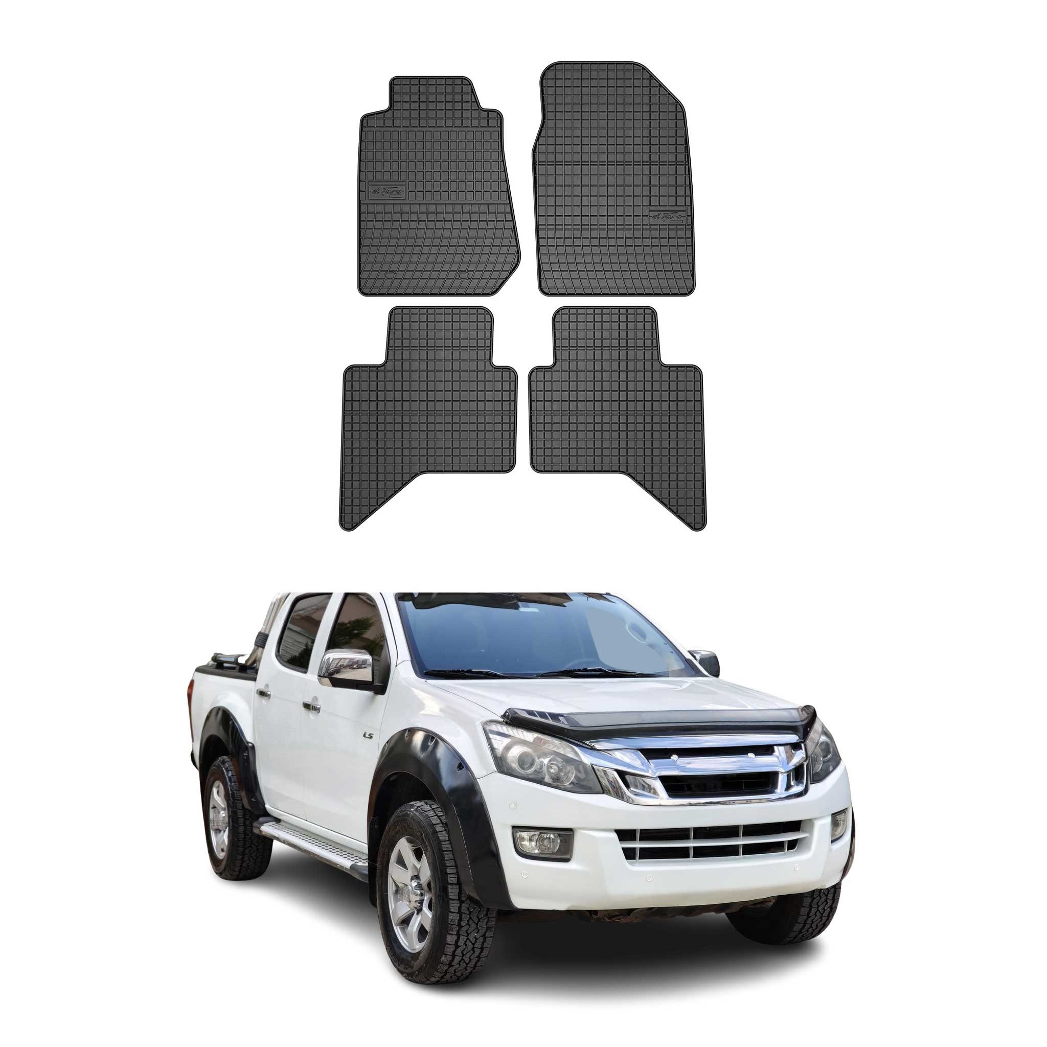 OMAC Auto-Fußmatten für Isuzu D-Max 2011-2018 Gummimatten Schwarz 4 tlg (4 St), für Isuzu D-Max 2011-2018 Isuzu D-Max 2011-2018, Antirutsch,Wasserfest,Einfache Installation