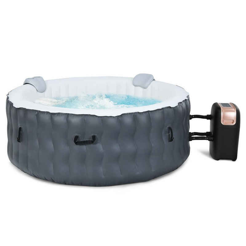 COSTWAY Whirlpool SPA Massagepool, Ø180cm, mit 108 Massagedüsen Heizfunktion, Kopfstütze & Getränkehalter, für 4 Personen