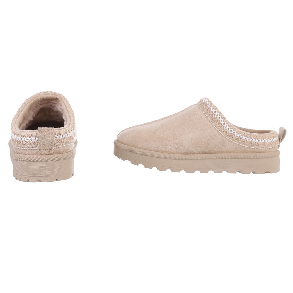 Ital-Design Bequeme Clogs für Damen mit dekorativen Details Snowboots (90457970) Flach Flache Stiefeletten in Beige