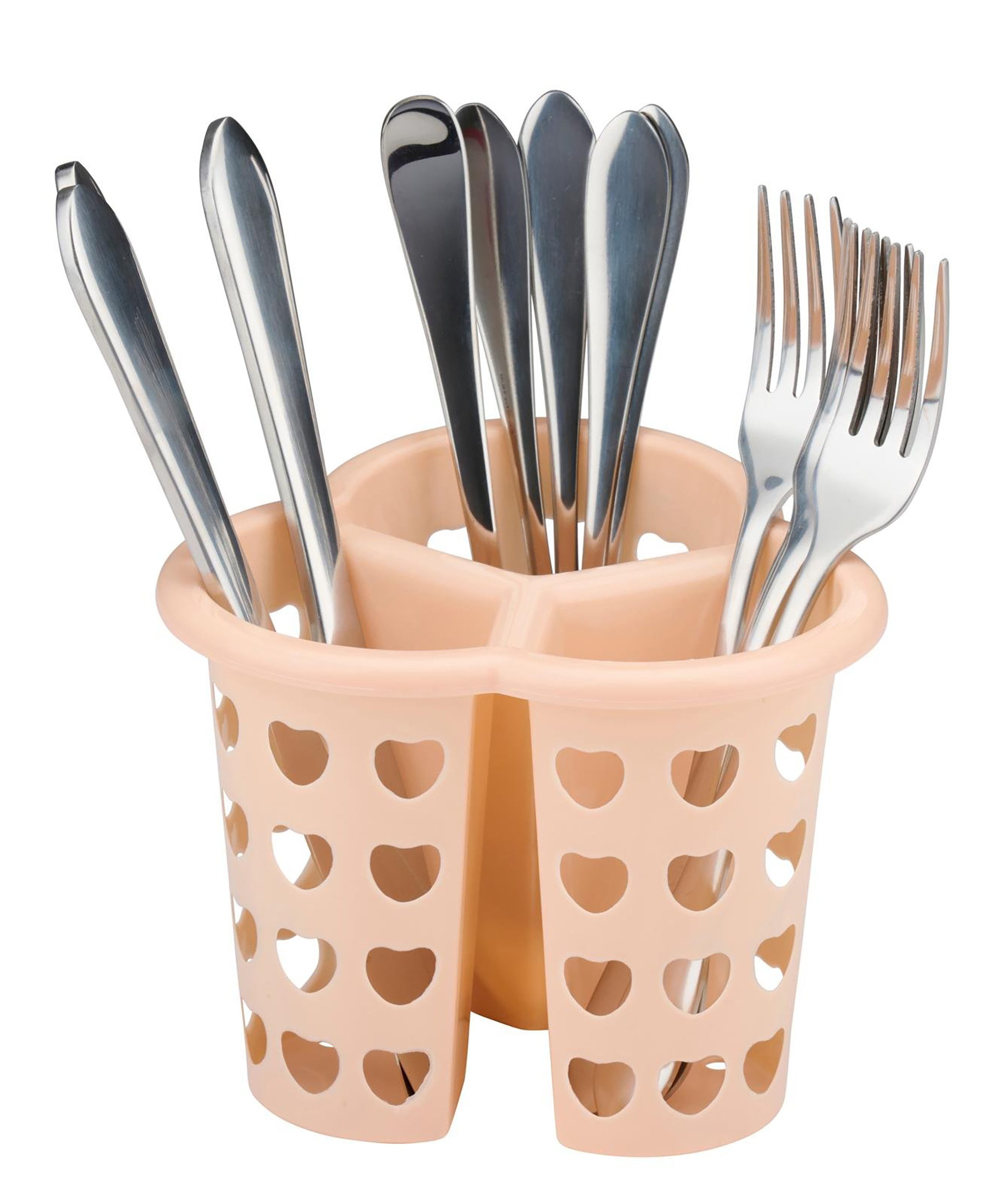 *Alpina* Besteckhalter BESTECKHALTER mit 3-Fächer Ø15,5cm aus Kunststoff 92 (Beigerosa), Besteckkorb Abtropfkorb Besteckständer Besteck Halter Korb