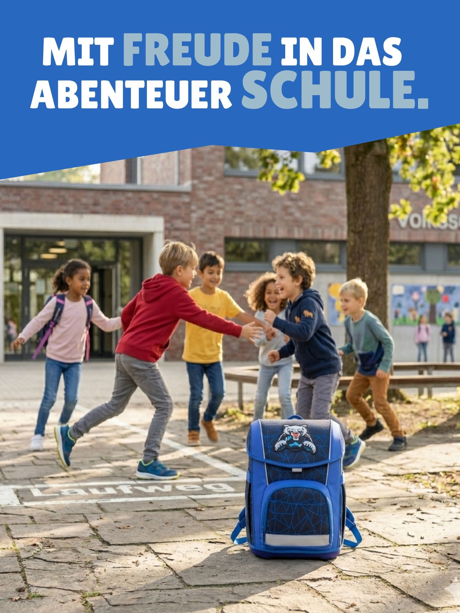 McNeill Schulranzen Wild Panther Schultasche Blau ab der 1. Klasse (Set, 7-tlg., inkl. Federmappe, Brotdose & Trinkflasche), 960 Gramm leicht, 21L Volumen, mit Brustgurt und Hüftgurt