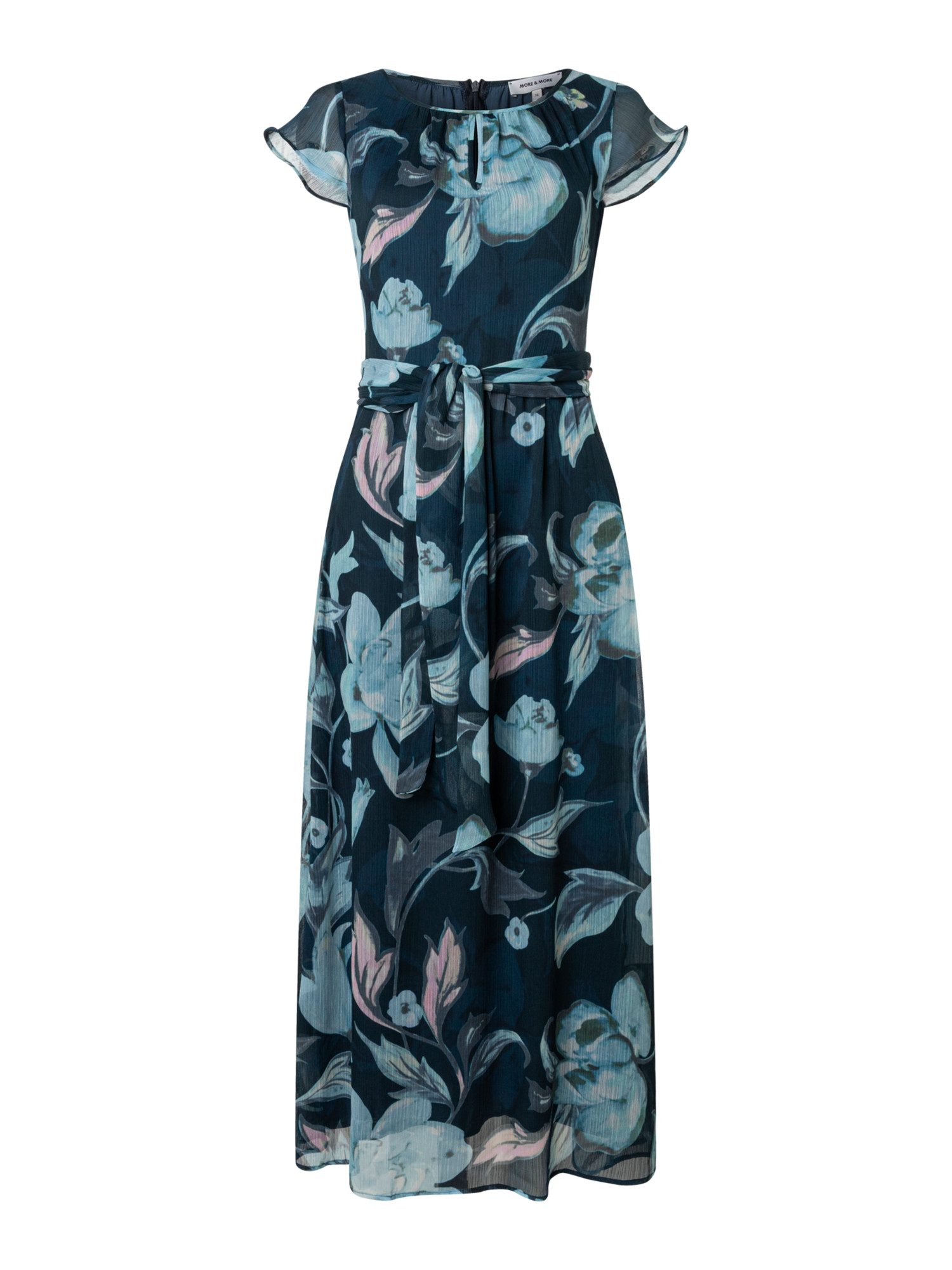 MORE&MORE Blusenkleid feminines, fließendes Maxikleid, Flowers
