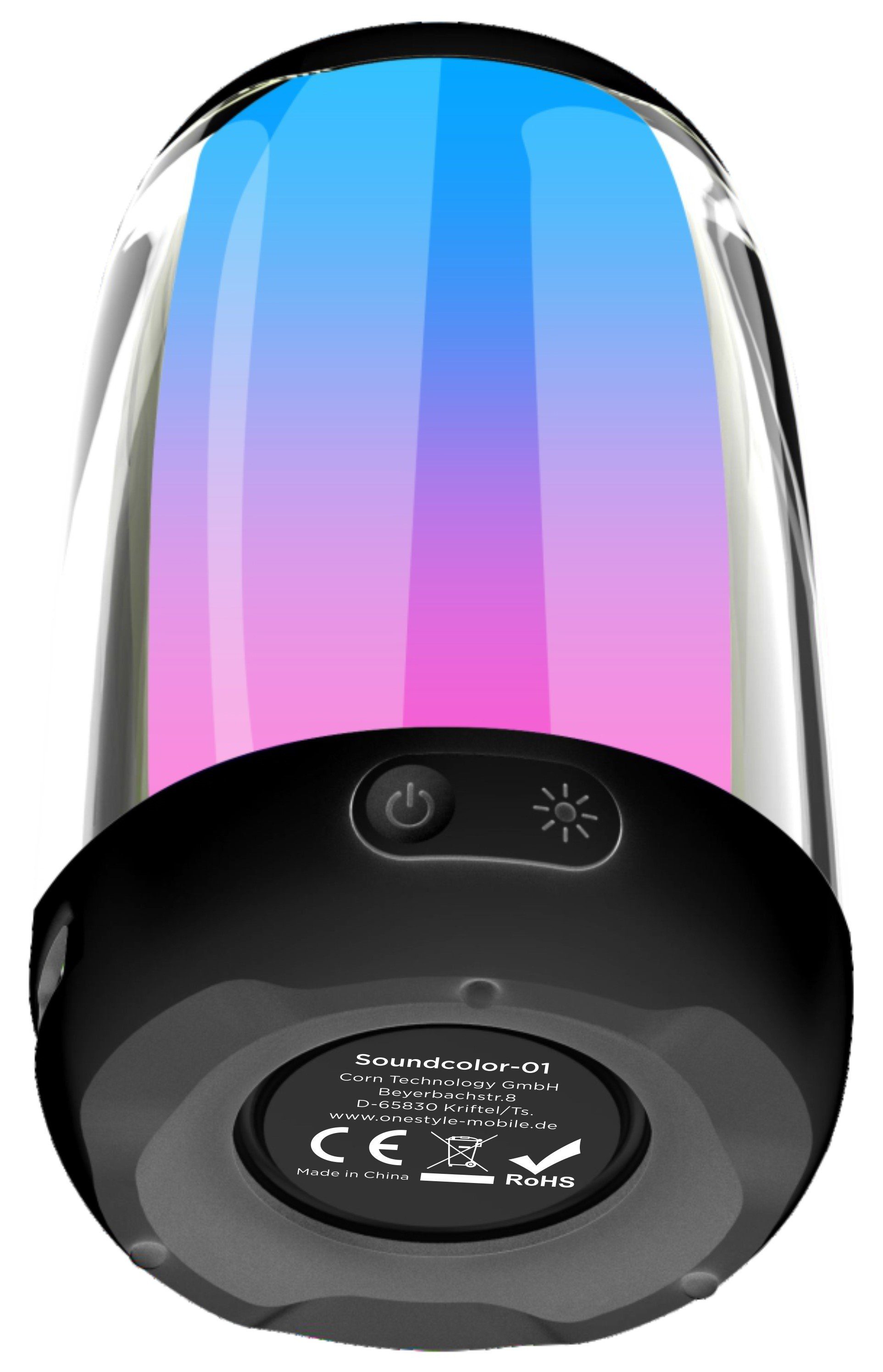 AVRCP, Klang) A2DP, AVTDP, HSP, Soundcolor-01 Bluetooth-Speaker Onestyle Beleuchtungseffekte, Hochauflösender HFP, (Bluetooth,