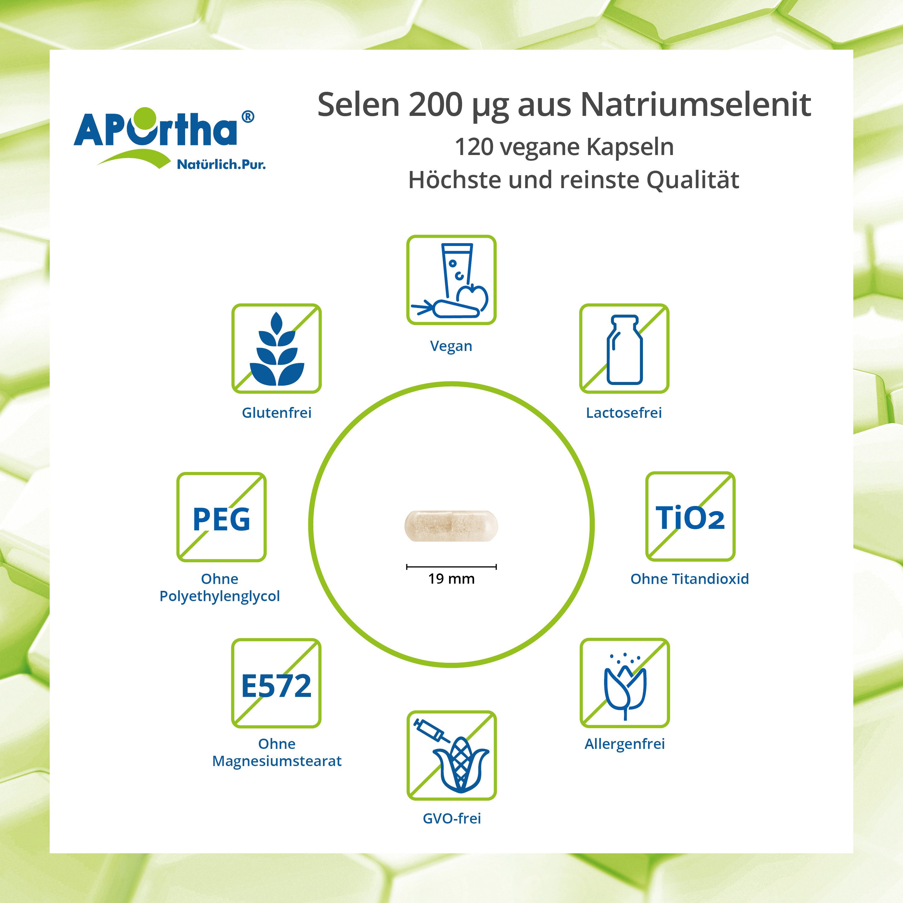 APOrtha APOrtha® Selen-Kapseln - 200 µg aus Natriumselenit - 120 Kapseln, 43.8 g