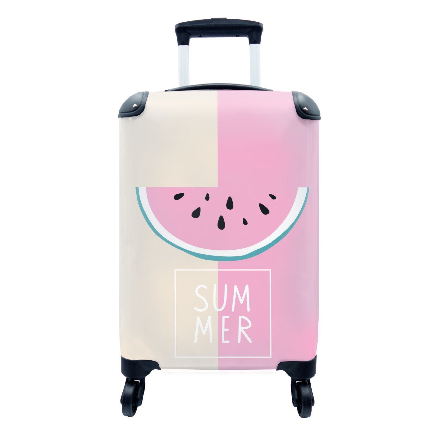 MuchoWow Handgepäckkoffer Wassermelone - Pastell - Rosa, 4 Rollen, Reisetasche mit rollen, Handgepäck für Ferien, Trolley, Reisekoffer