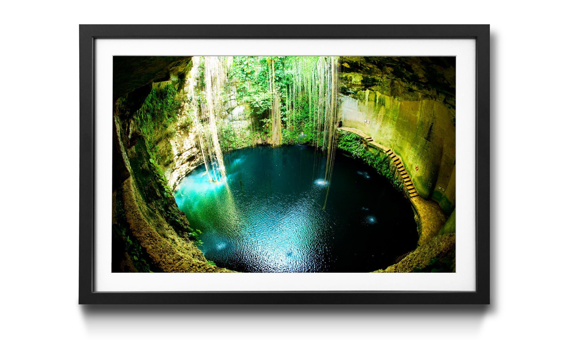 WandbilderXXL Bild mit Rahmen Ik Kil Cenote, Landschaft, Wandbild, in 4 Größen erhältlich