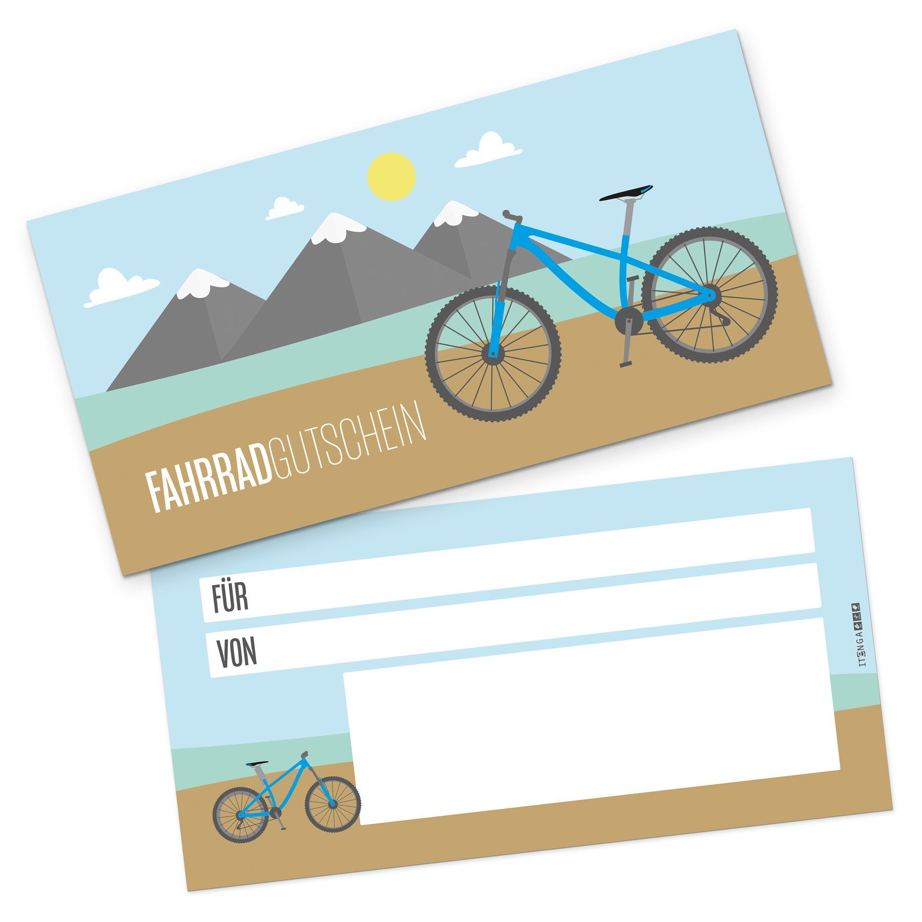 itenga Geschenkgutschein itenga Fahrrad zum Ausfüllen Karte Grußkarten Gutschein -
