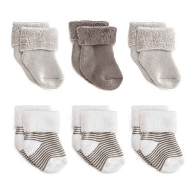 LaLoona Kurzsocken Natur Baby Socken Set (0-3 Monate) 6 Paar warme Babysöckchen Erstlingssocken