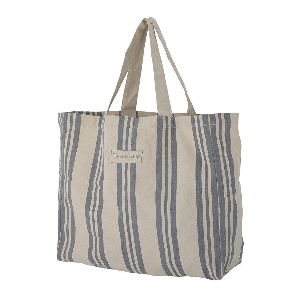 Bloomingville Shopper Trina, Einkaufstasche in Blau, 47x40x16cm, aus Baumwo günstig online kaufen