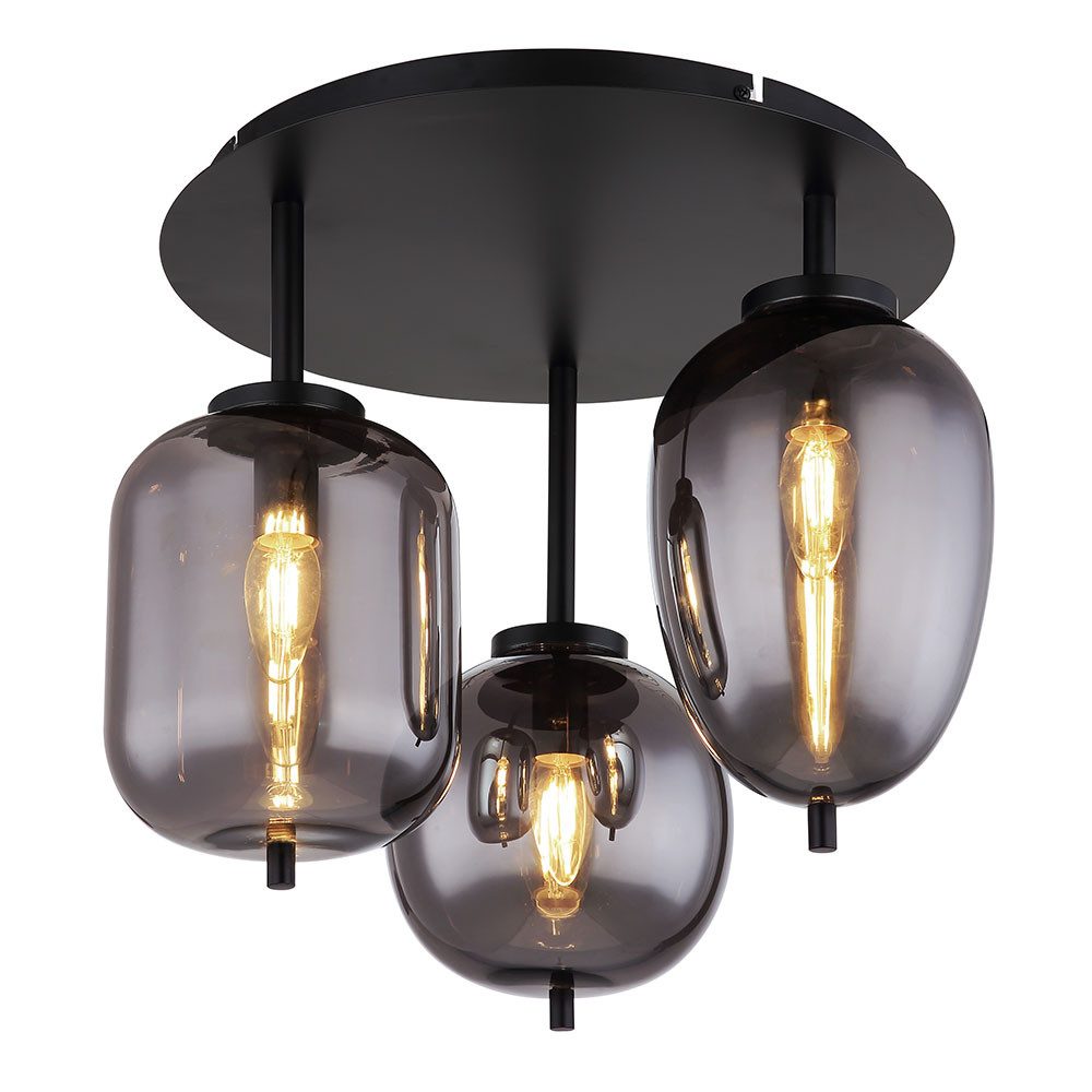 GLOBO LIGHTING Deckenleuchte, Leuchtmittel nicht inklusive, Deckenlampe Glasleuchte 3 flammig Glasschirm