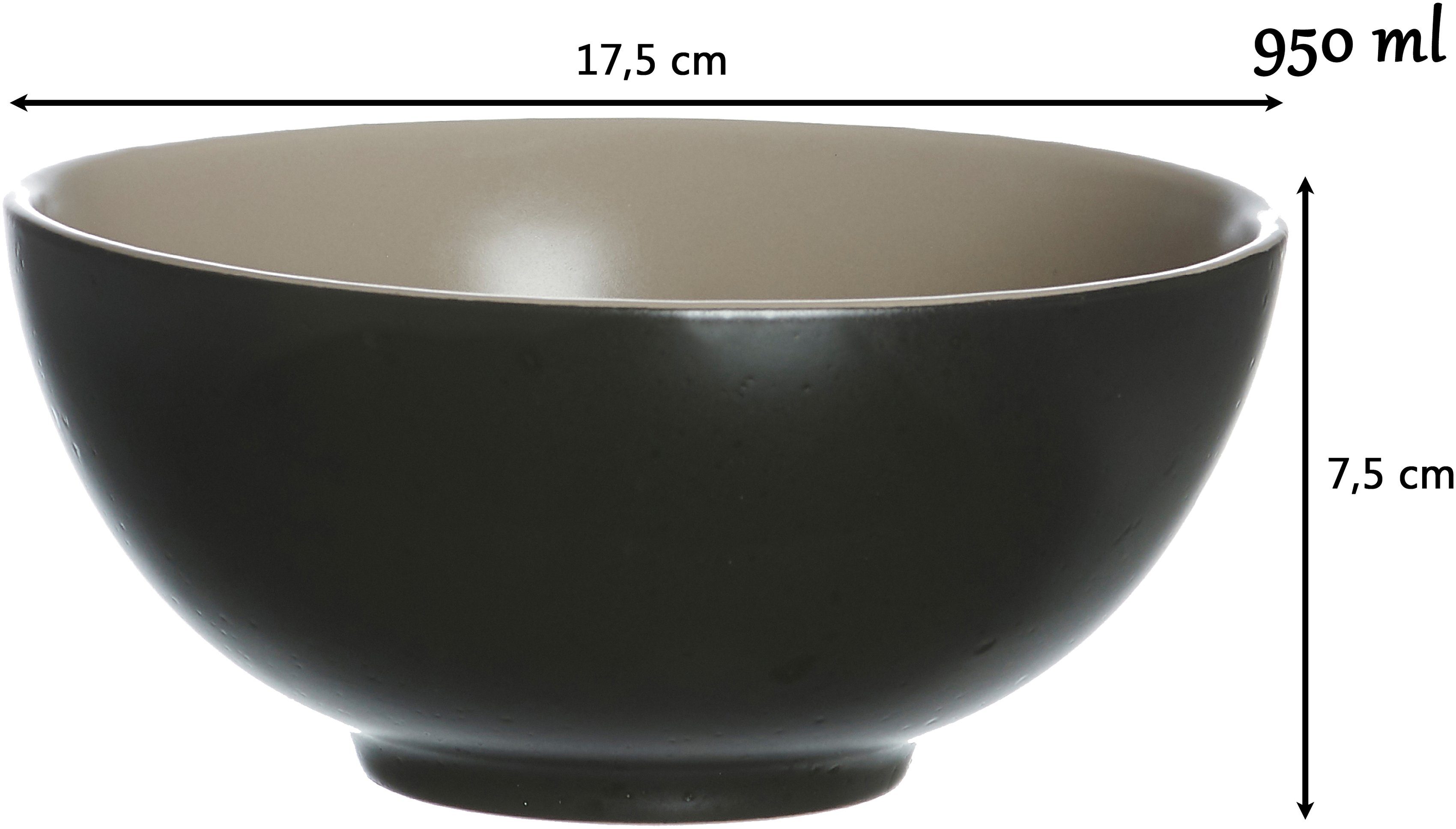 Ritzenhoff & Breker Schale Morelia, 17,5 Steinzeug, schwarz Ø cm 2-tlg), Buddha-Bowls, (Set