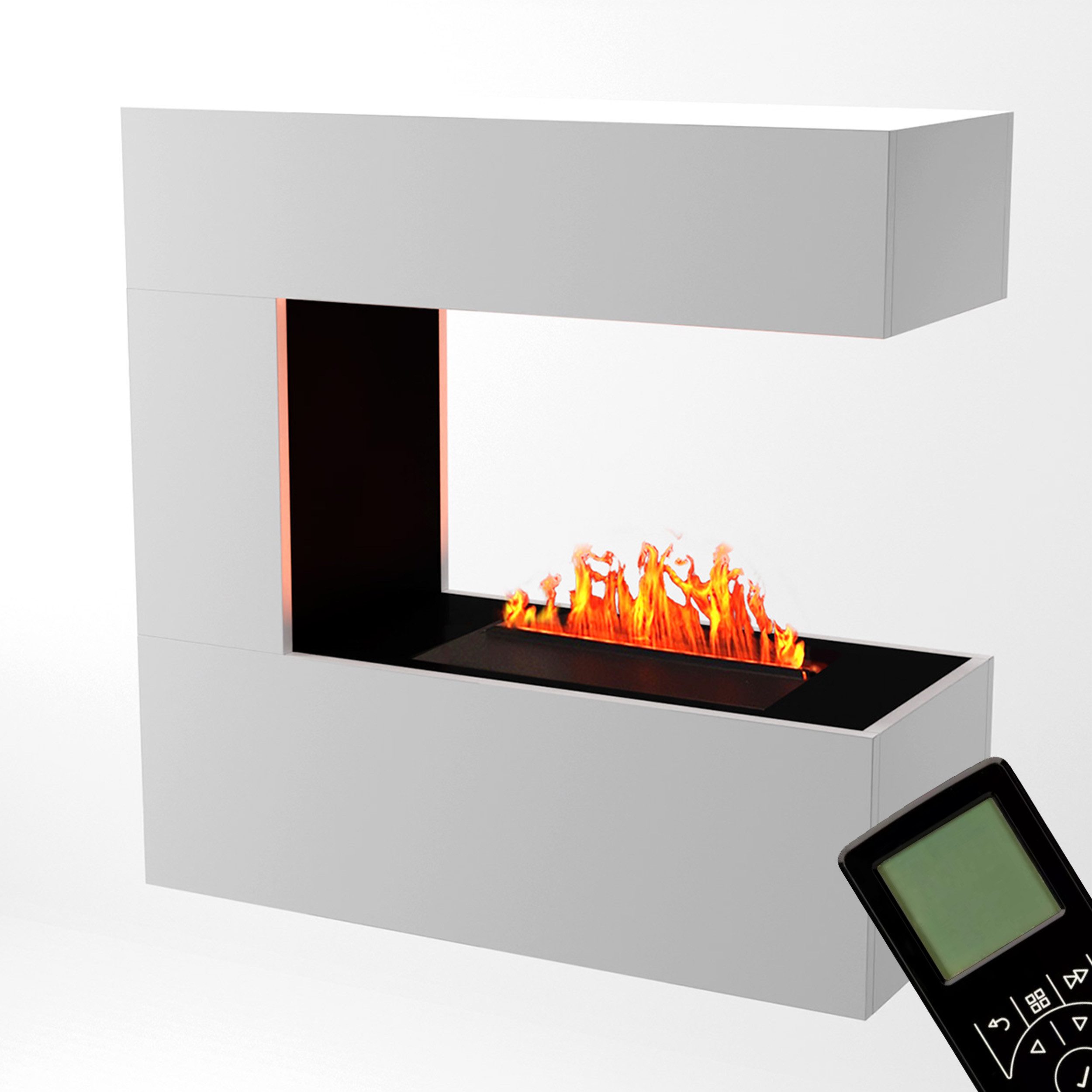 GLOW FIRE Elektrokamin Schiller hängend Wasserdampf Kamin, Wandkamin, Elektrischer Kamin, Wasserdampfkamin mit 3D Feuer und Knisterfunktion