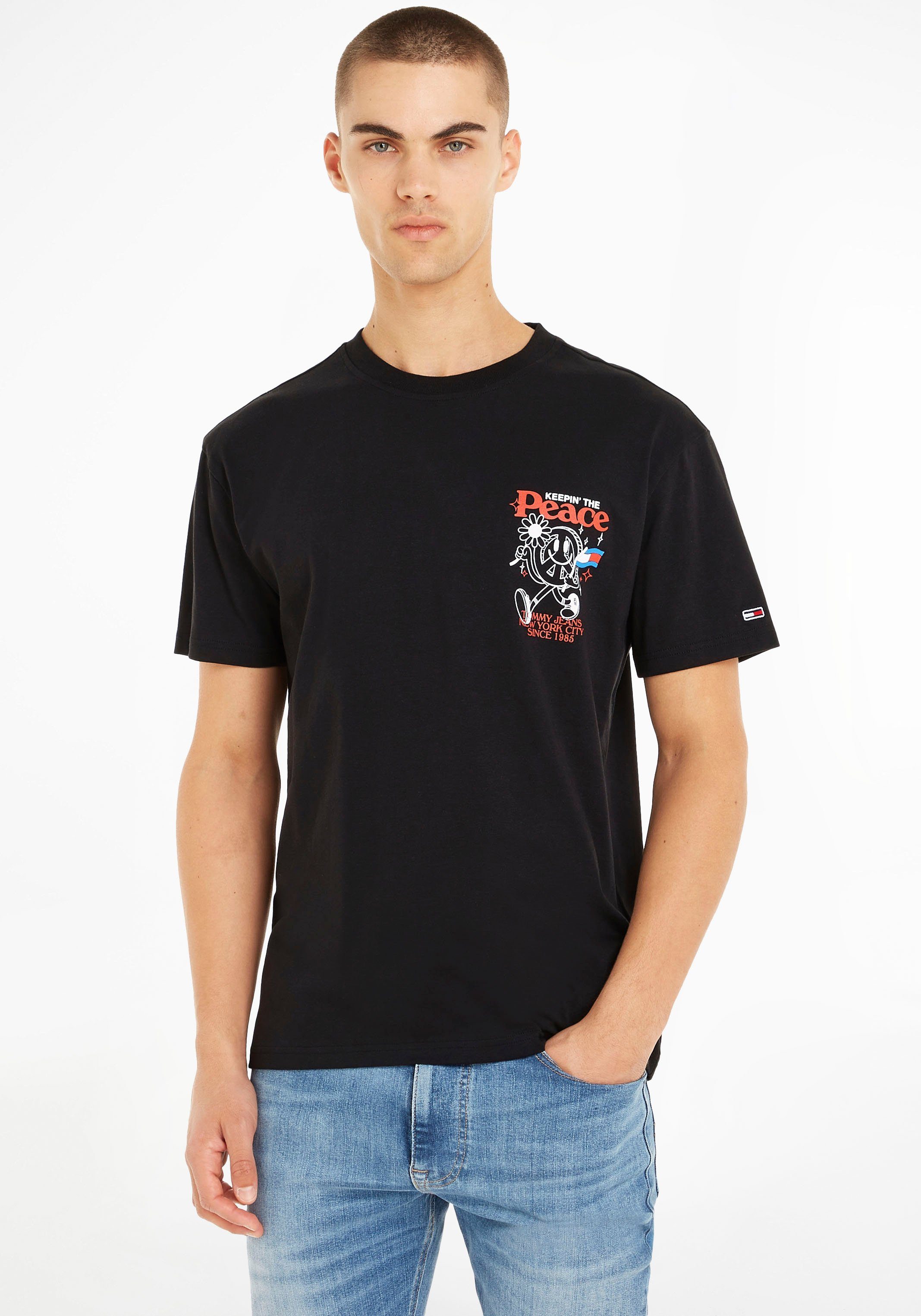 Tommy Jeans T-Shirt TJM TEE Print dem auf HOMEGROWN mit großem Rücken SMILEY
