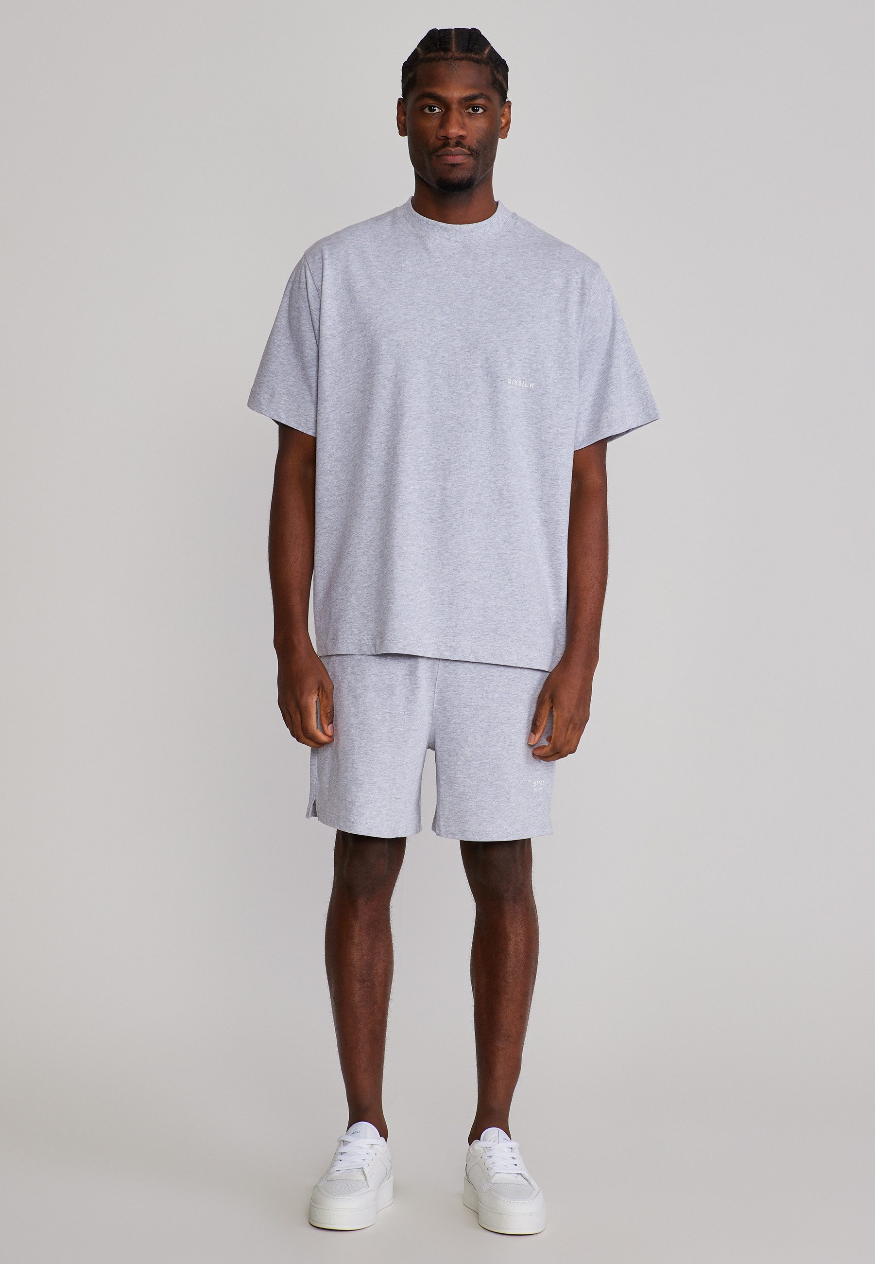 Sweatanzug SikSilk Herren Grau Marl T-Shirt and Shorts Set