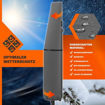 Kingsleeve Sonnenschirm-Schutzhülle, Ampelschirm mit Stab bis Ø 350 cm Wetterdicht Groß Sonnenschirm Grau