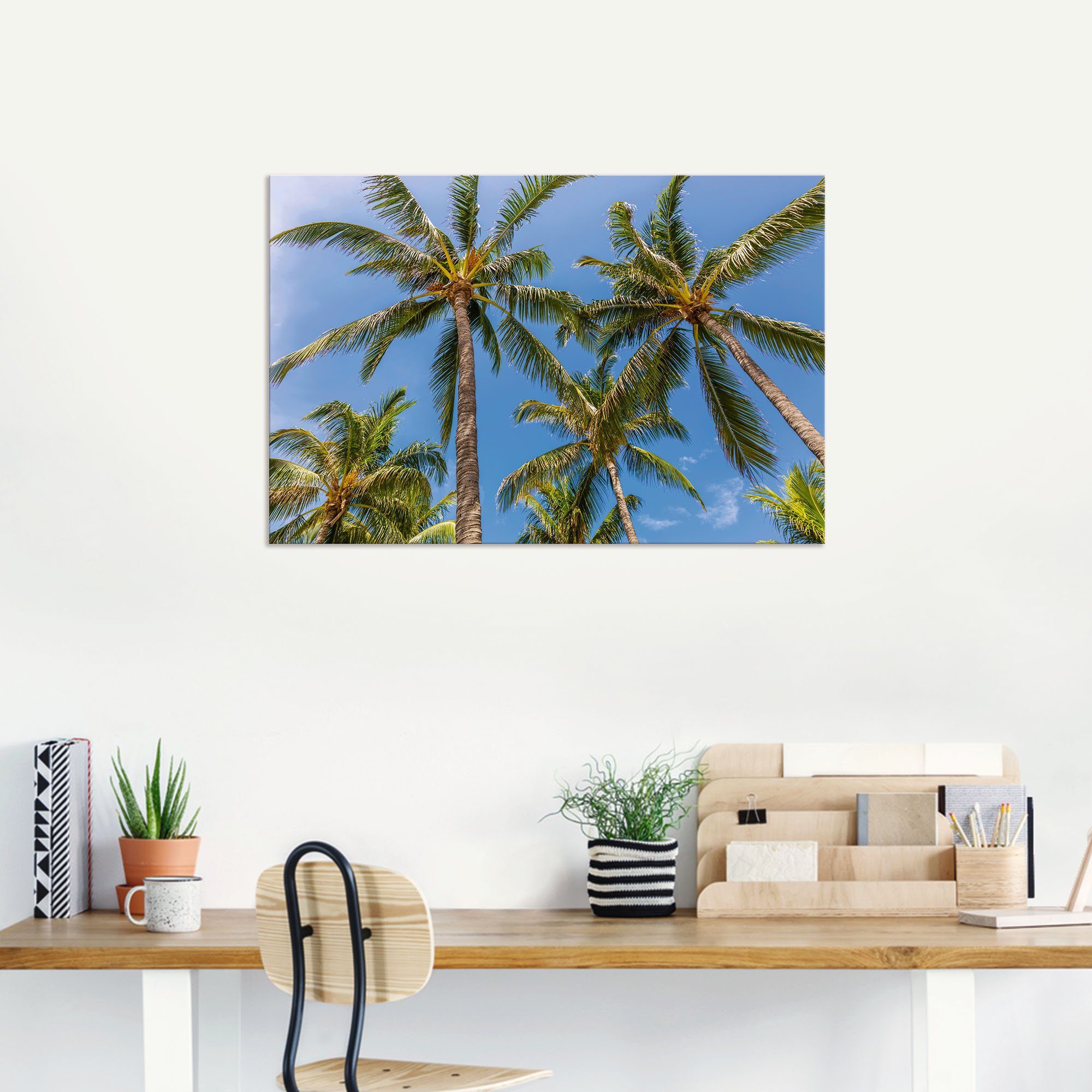 Artland Wandbild Palmen am in Strand, St), Strandbilder Alubild, als Größen Leinwandbild, Wandaufkleber (1 oder versch. Poster