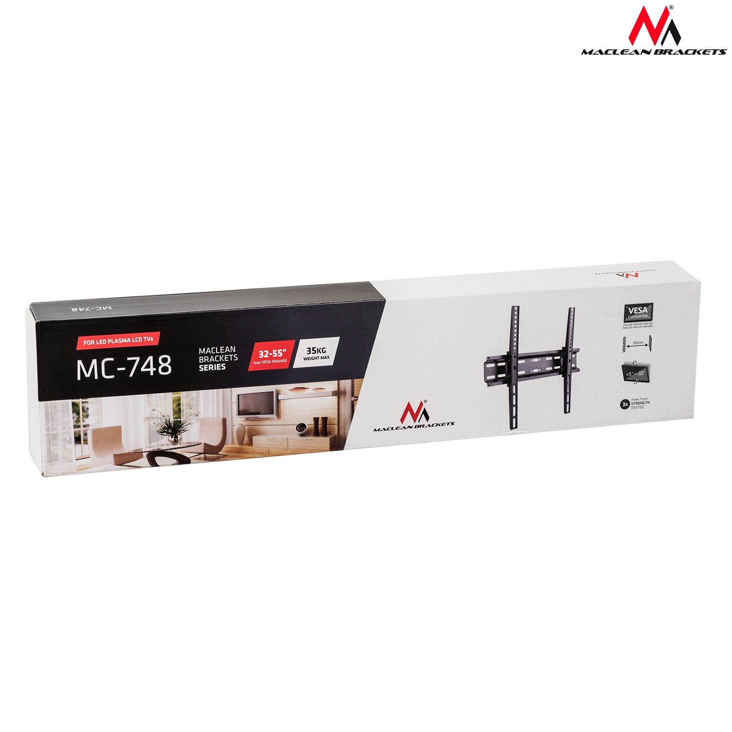 Maclean MC-748 TV-Wandhalterung, (Fernseher Wandhalterung 32" von 55" bis bis 35kg)