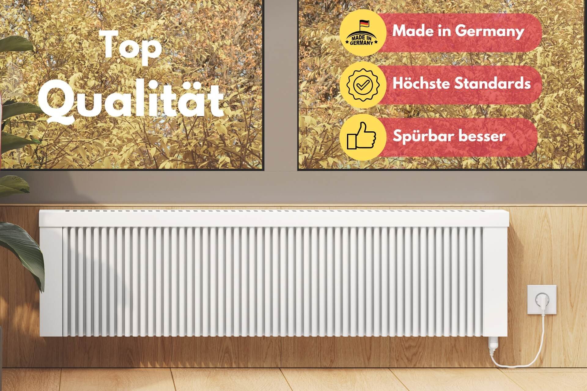 eVARMO Elektro-Heizkörper areo smart base GS, Digitales Thermostat mit LCD-Display und 4 Knöpfen