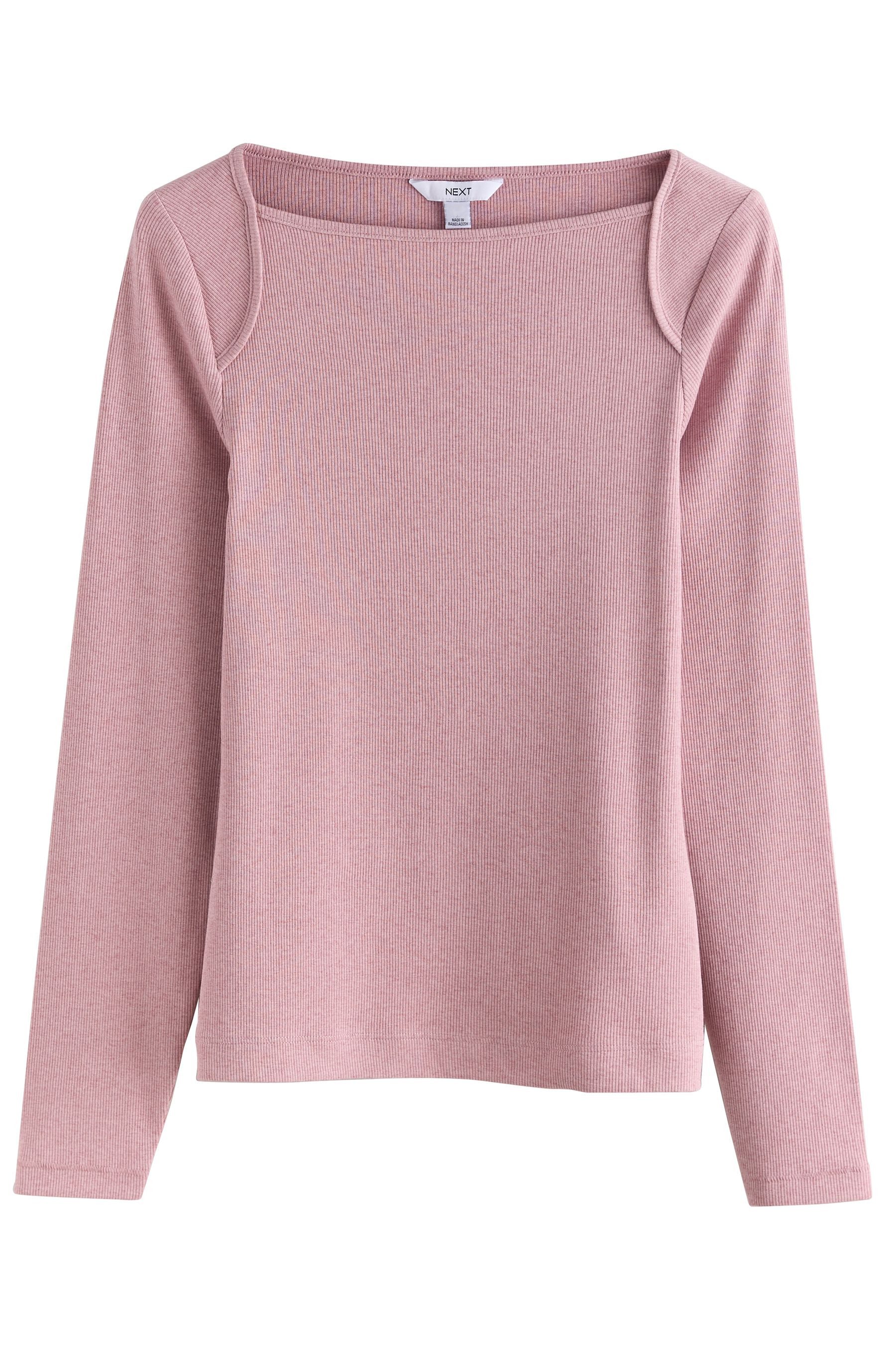 Langarmshirt Langärmeliges, geripptes Rundhals-Oberteil