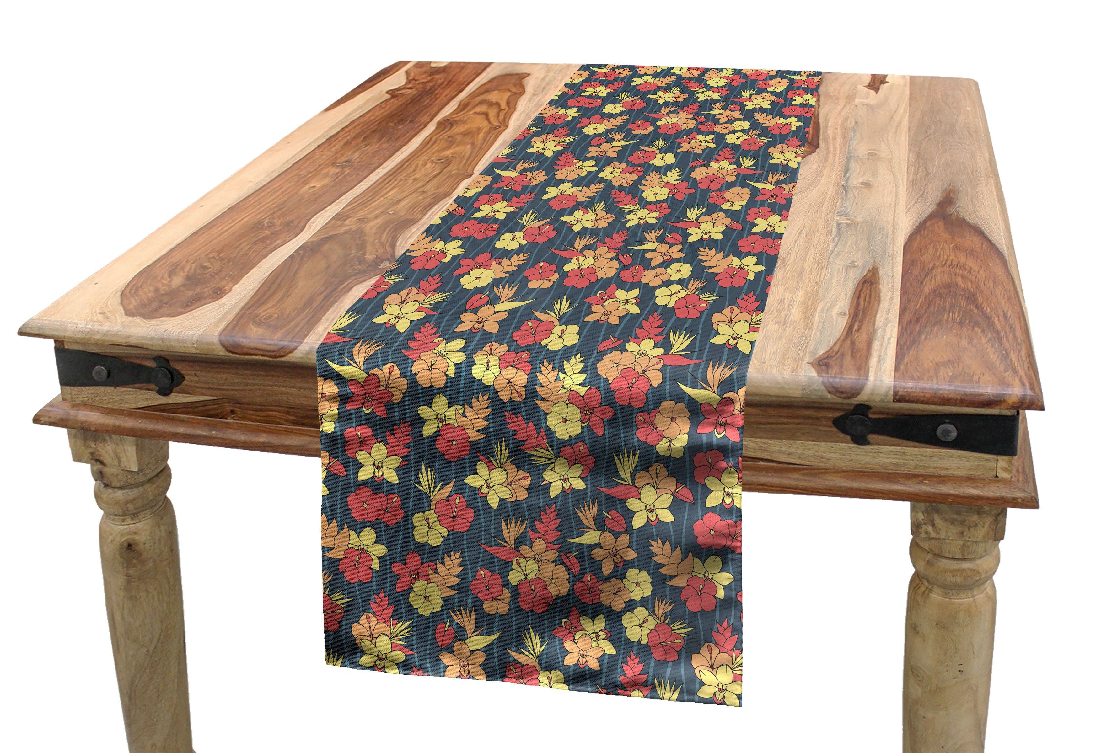 Abakuhaus Tischläufer Esszimmer Küche Exotische Dekorativer Aloha-Blumen-Muster Floral Rechteckiger Tischläufer