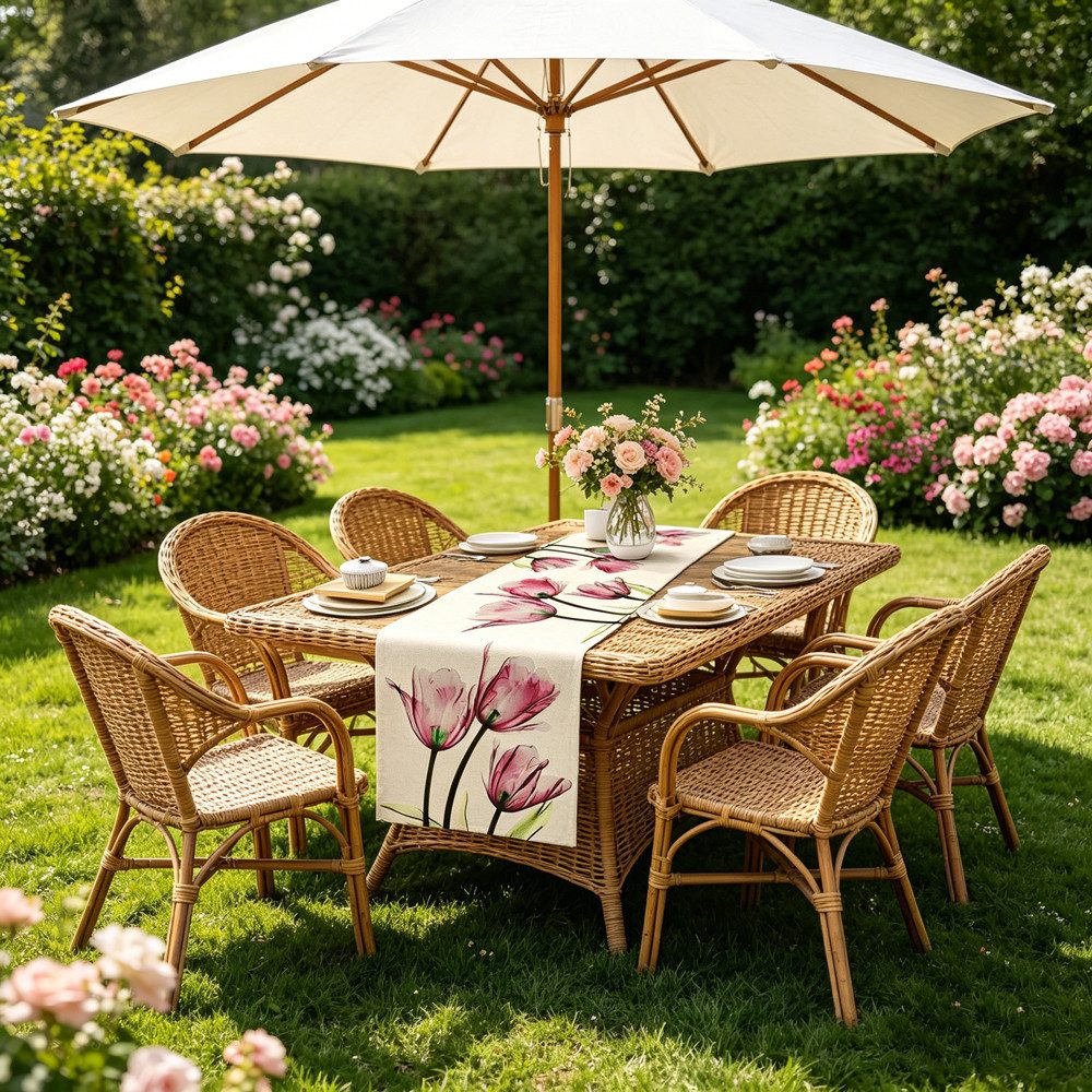 Diwzbyn Tischläufer Mode Pflanzen Blumen Tischläufer Tischdecke Bohemian Tabelle Flagge, für Küche Esstisch, Abwaschbar, Outdoor Urlaub Party Dekor 33x183cm