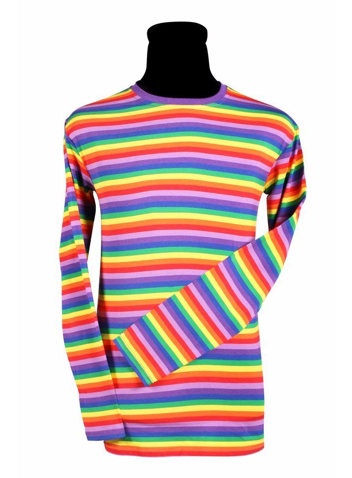 thetru Clown-Kostüm Ringelshirt langarm bunt - Faschingskostüm Herren, Gestreiftes Shirt für Karneval und Alltag – qualitativ entsprechend