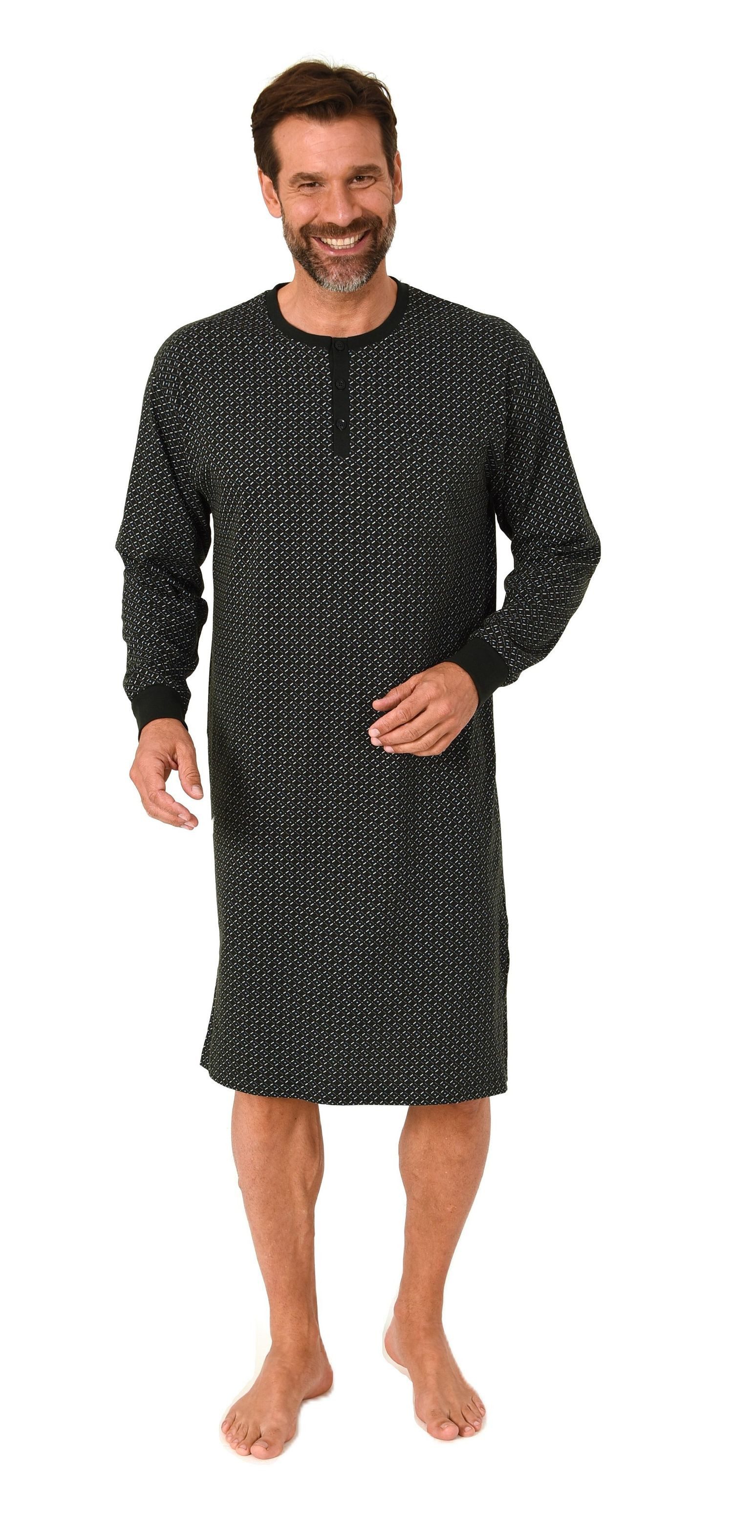 Normann Pyjama Normann Herren Langarm Nachthemd mit Bündchen und Knopfleist günstig online kaufen