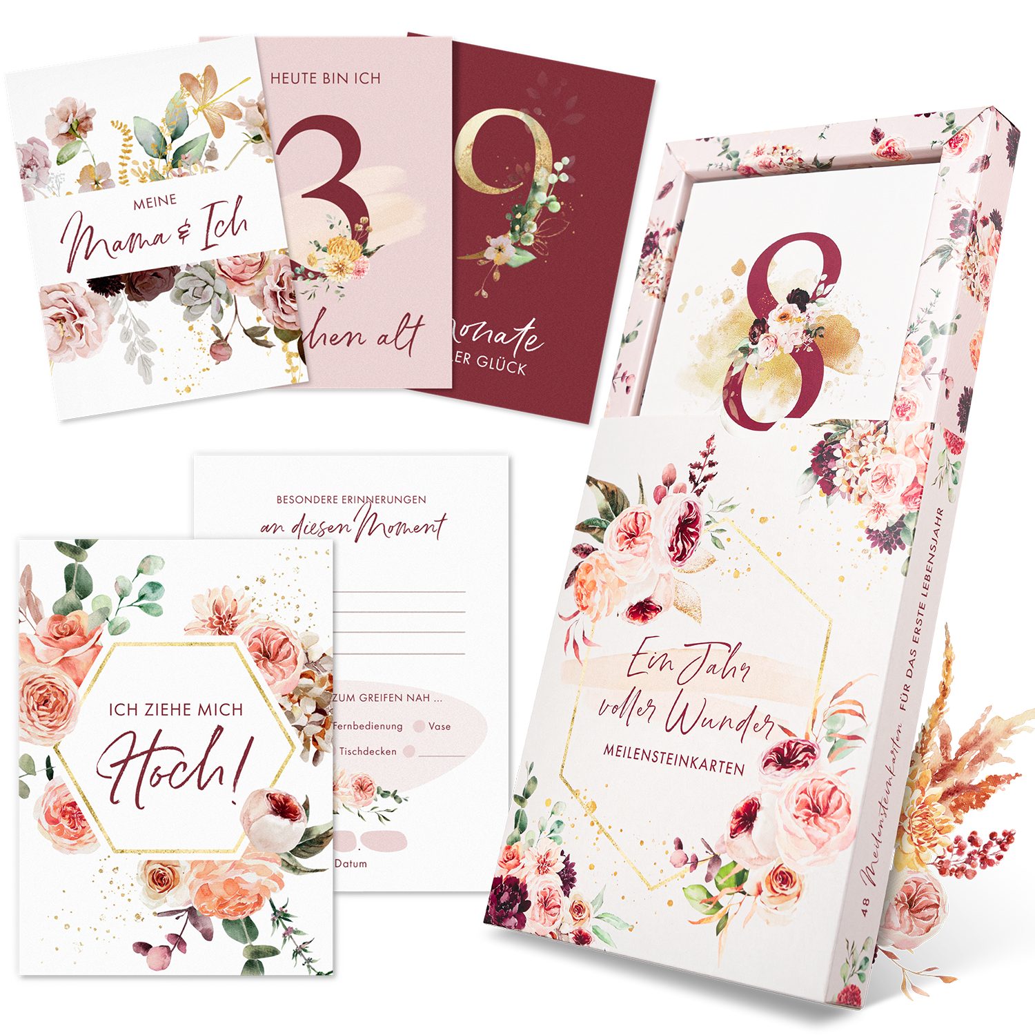 Eulentaler Geschenkkarte I 48 Meilensteinkarten I Mein 1. Jahr I, Von Pädagogen gestaltet I Mit handgemalte Illustrationen