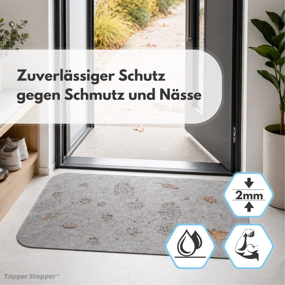 Topper Stopper Fußmatte Schmutzfangmatte dünn 2 mm selbstklebend ultradünn, extrem robust – Bild 2 von 5