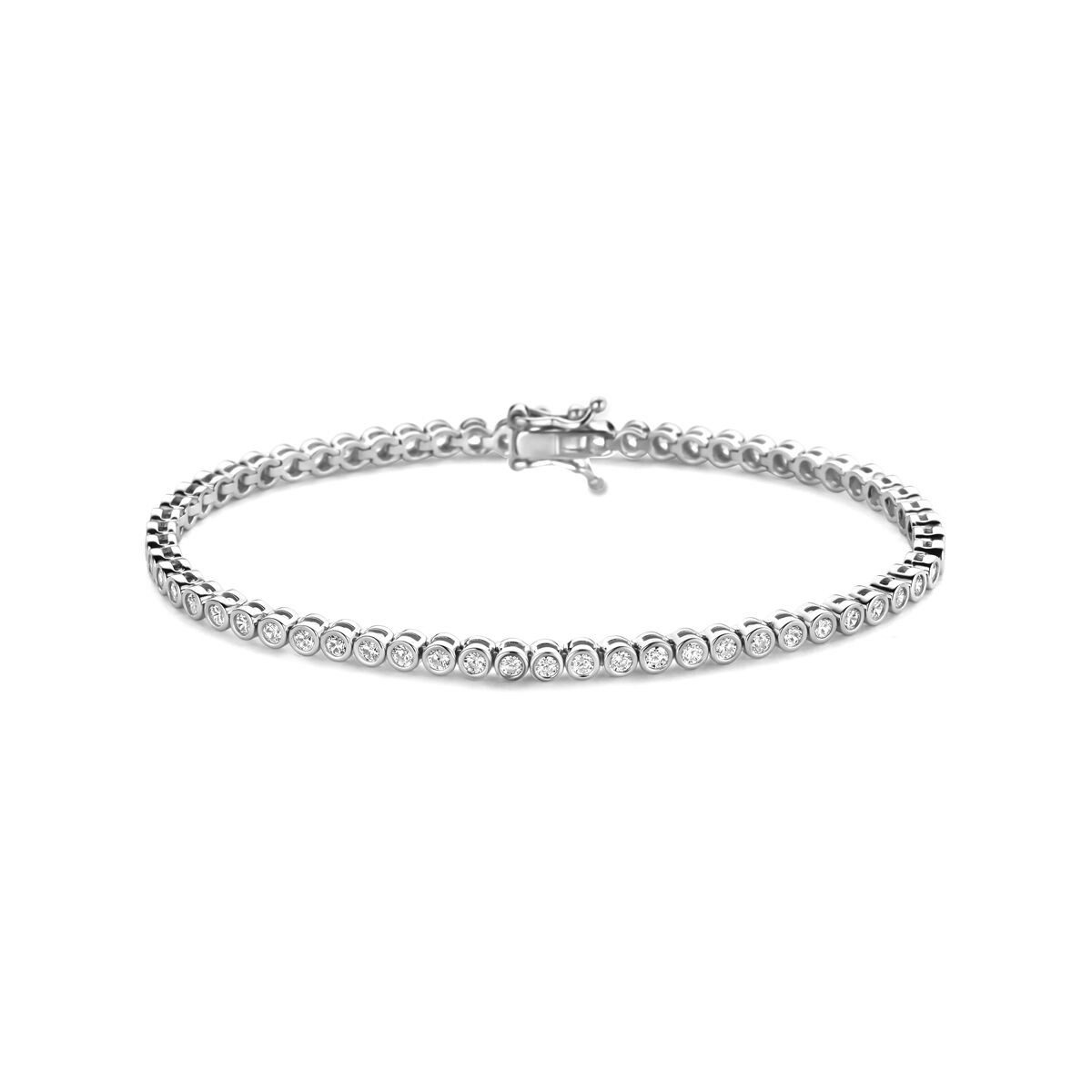 NICEANDnoble Tennisarmband 925er Silber rhodiniert Tennisarmband mit Zirkonia, doppelte Sicherheitsschließe