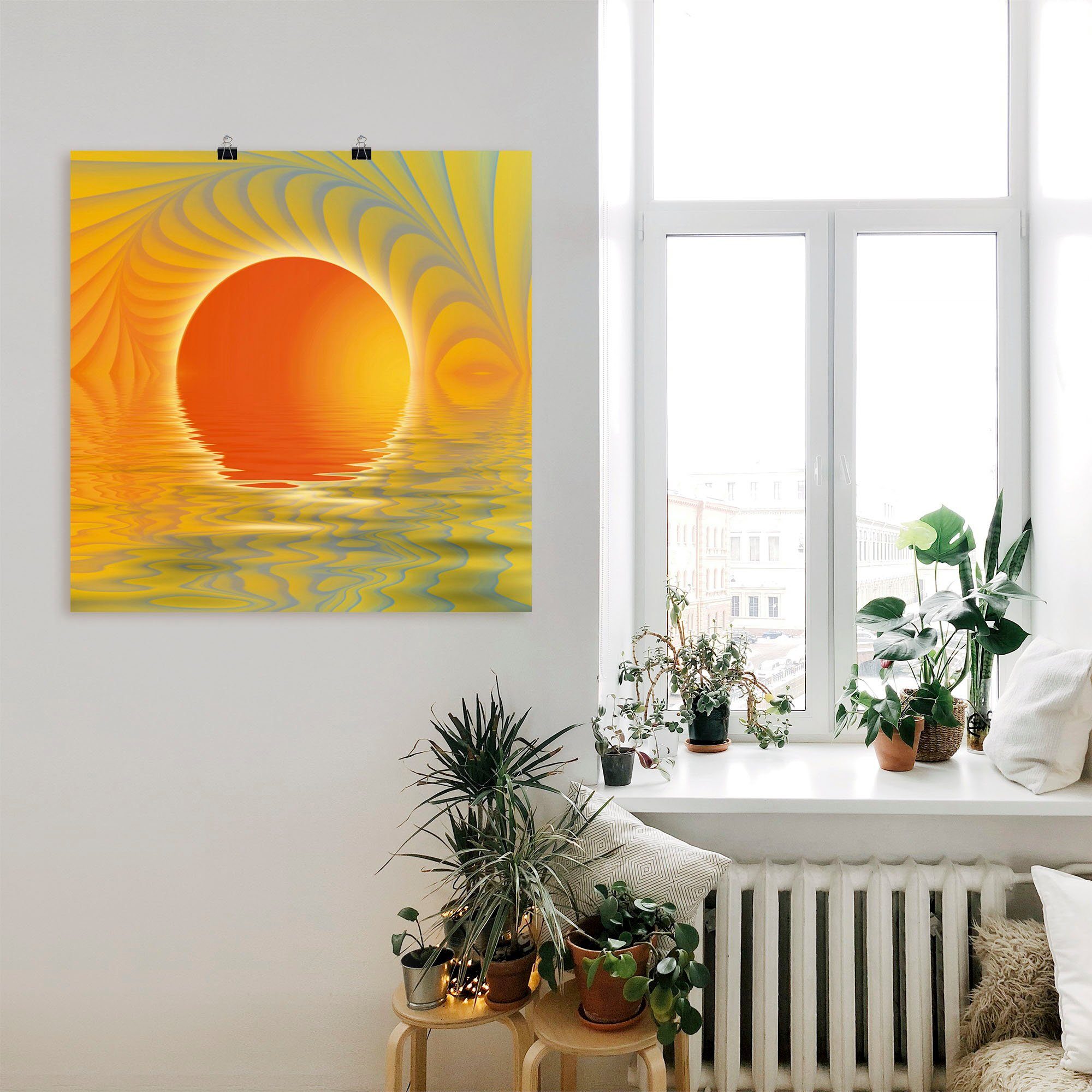 Leinwandbild, als oder Poster Artland Abstrakter Größen (1 Wandaufkleber Wandbild Sonnenuntergang, Muster versch. in St),