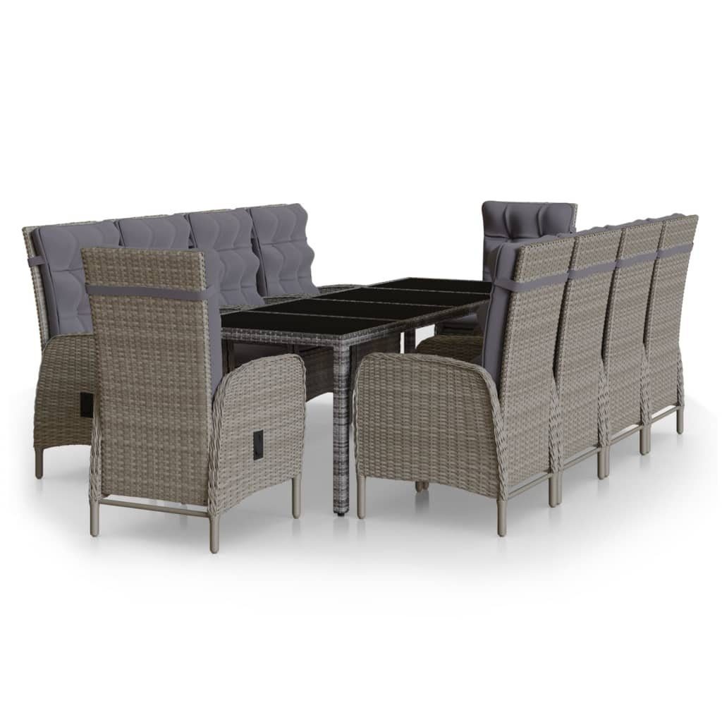 vidaXL Garten-Essgruppe 11-tlg. Garten-Essgruppe Poly Rattan günstig online kaufen