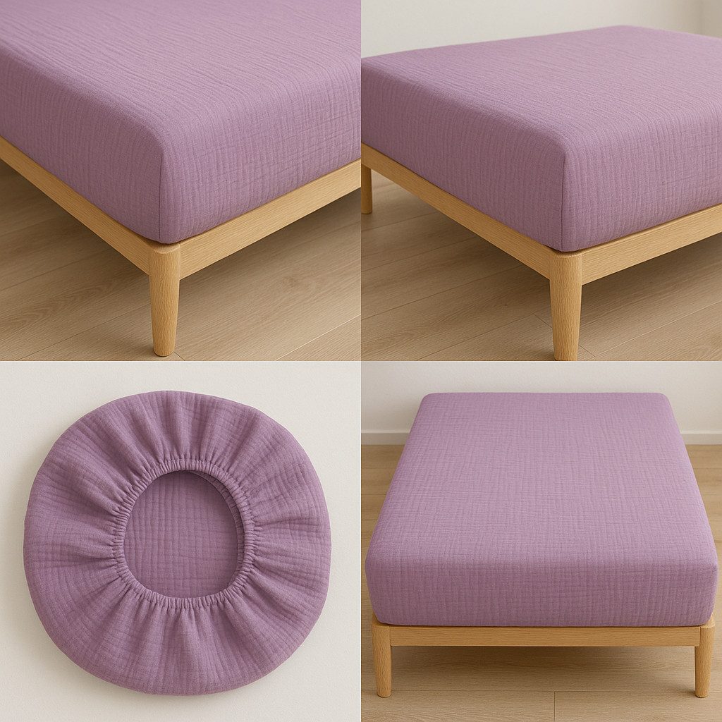 Sandiik Spannbettlaken Musselin Spannbettlaken in Fuchsia, Gummizug: ja, aus Biobaumwolle für Matratzen bis max. 25cm höhe